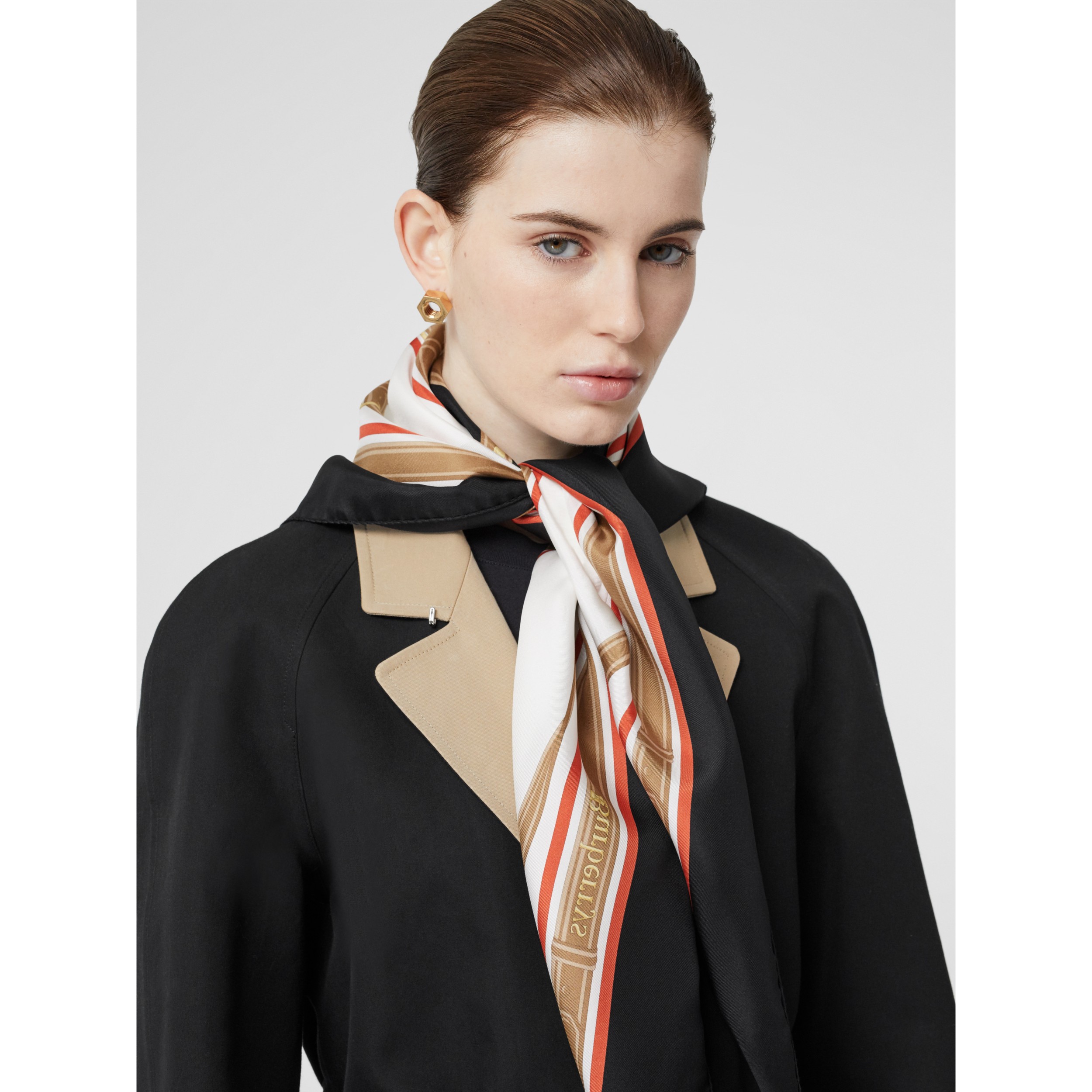 Archive Scarf Print Silk Square Scarf in Black Burberry United States