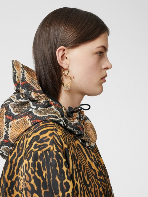 BURBERRY Animal Print Nylon Twill Parka
