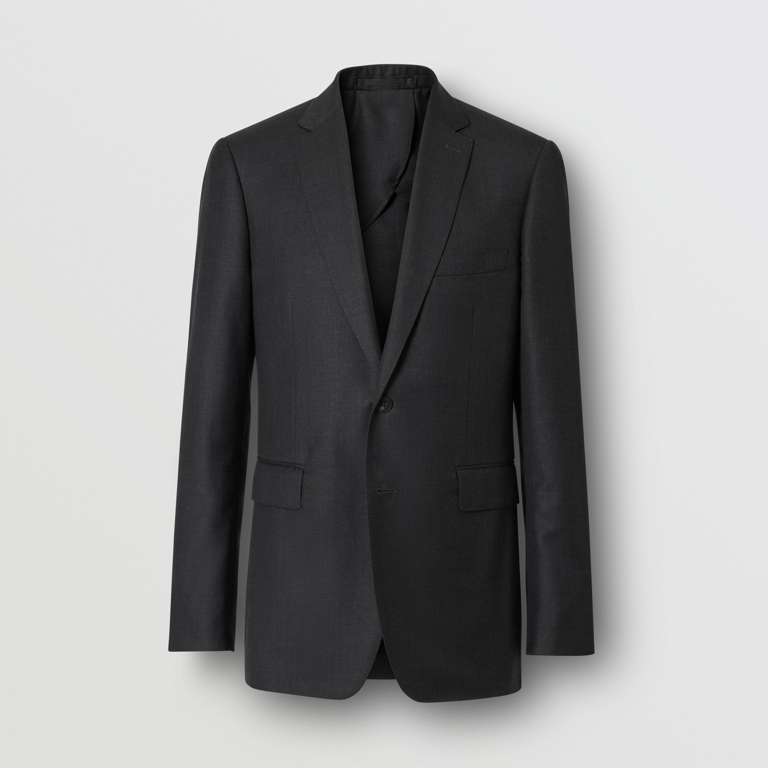 Slim Fit Wool Silk Linen Suit in Dark Grey Melange - Men | Burberry ...