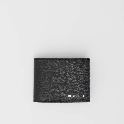 Grainy Leather Bifold Wallet in Black 