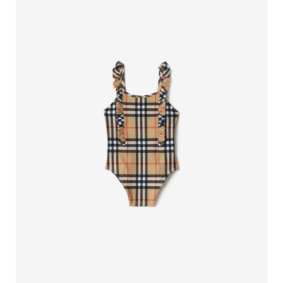  Check Ruffle Trim Swimsuit