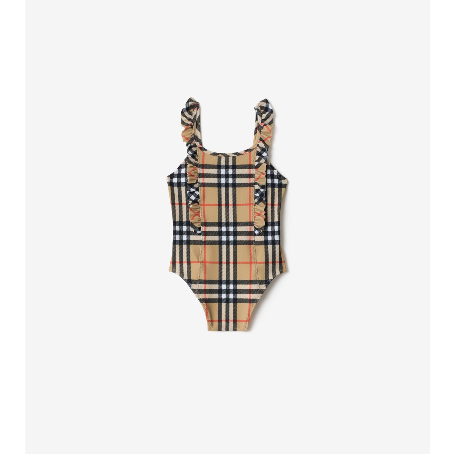 Ruffle Trim Check Swimsuit