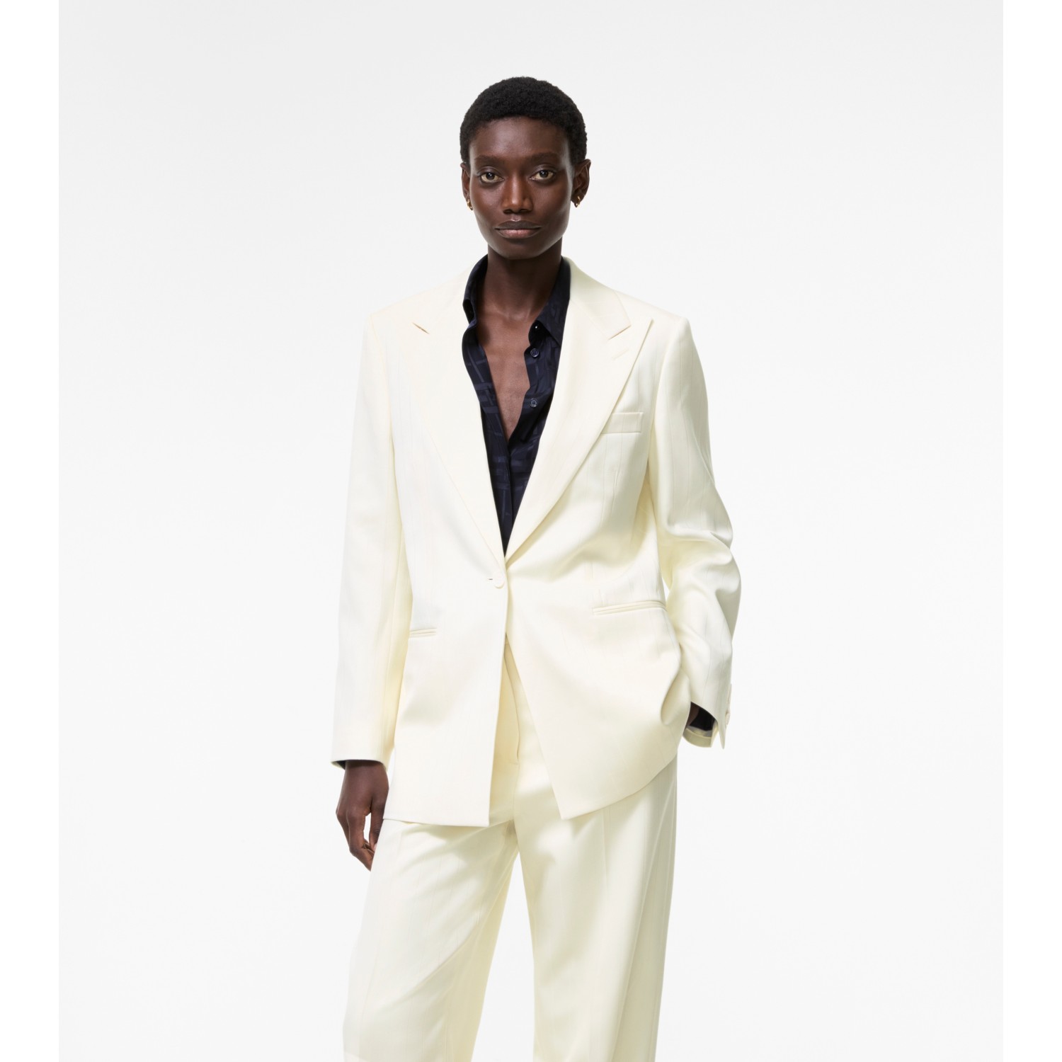 Pinstriped Wool Tailored Jacket - thumbnail 2