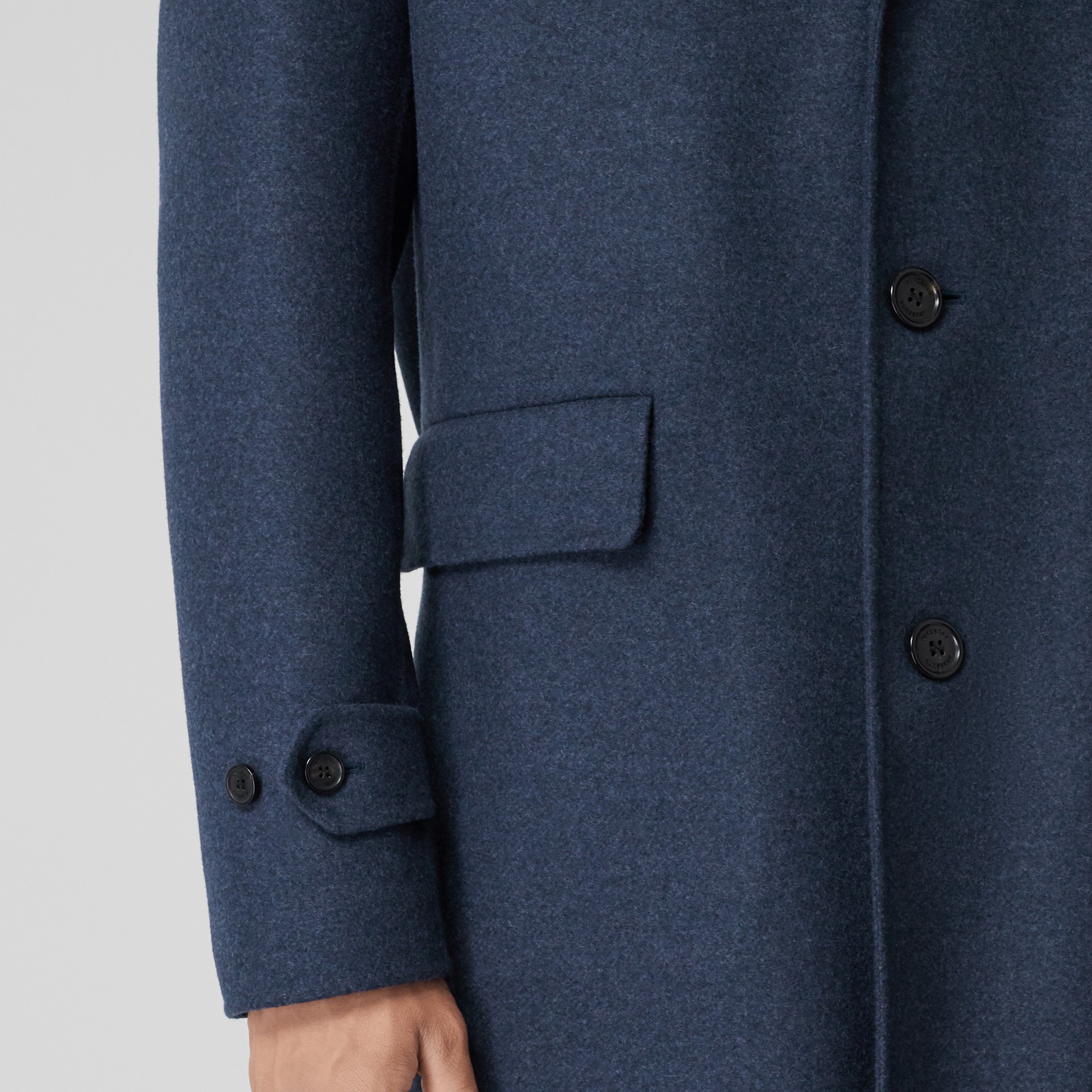 Wool Cashmere Lab Coat in Steel Blue Melange - Men | Burberry United States