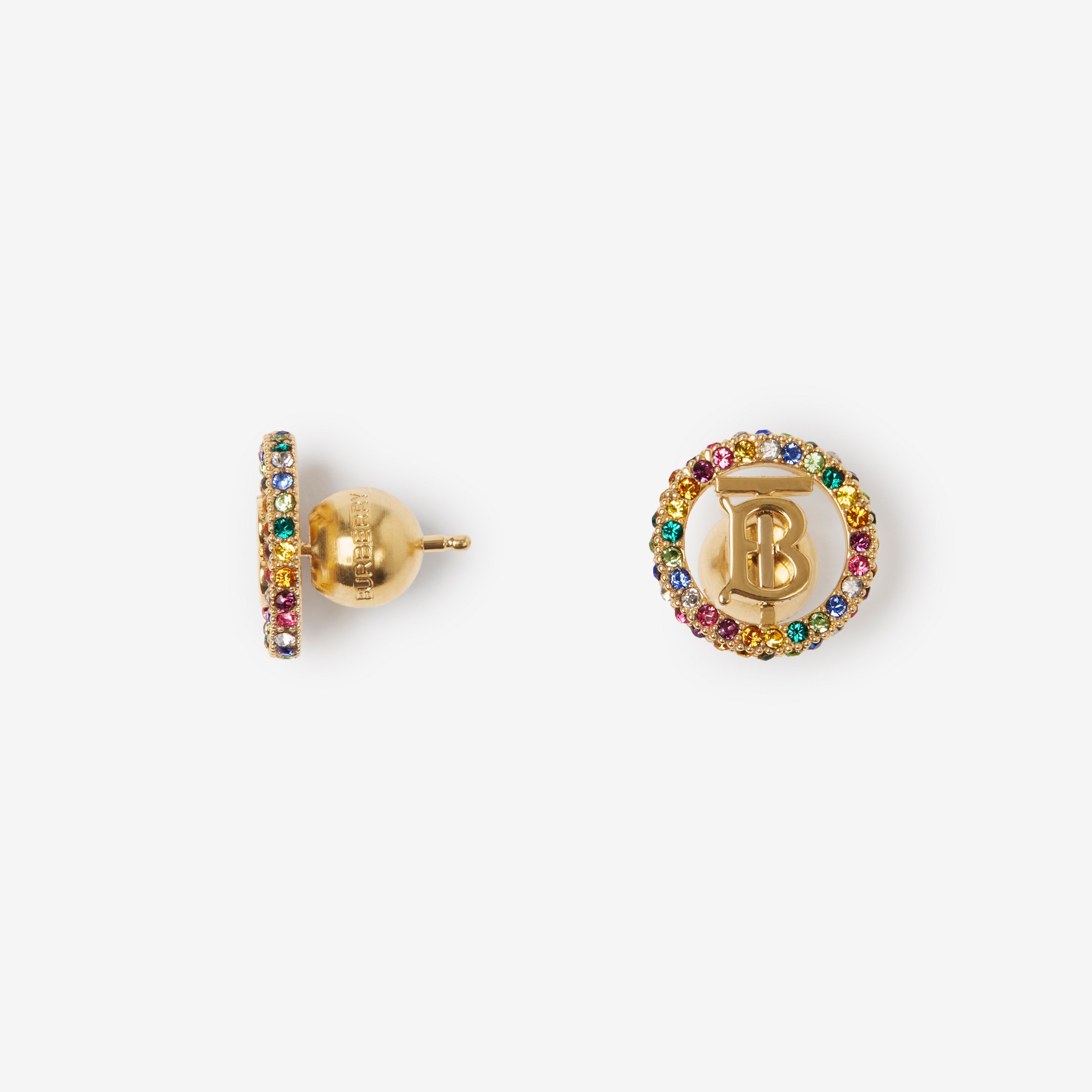 Gold-plated Monogram Motif Earrings in Light Gold/multicoloured - Women | Burberry® Official - 1