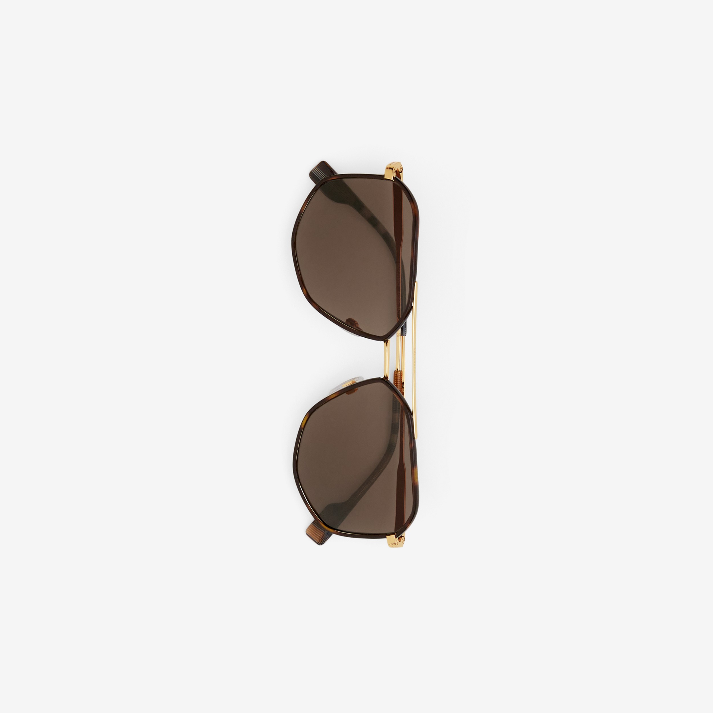 Óculos de sol com armação geométrica (Marrom Escuro/dourado Claro) - Homens | Burberry® oficial - 2
