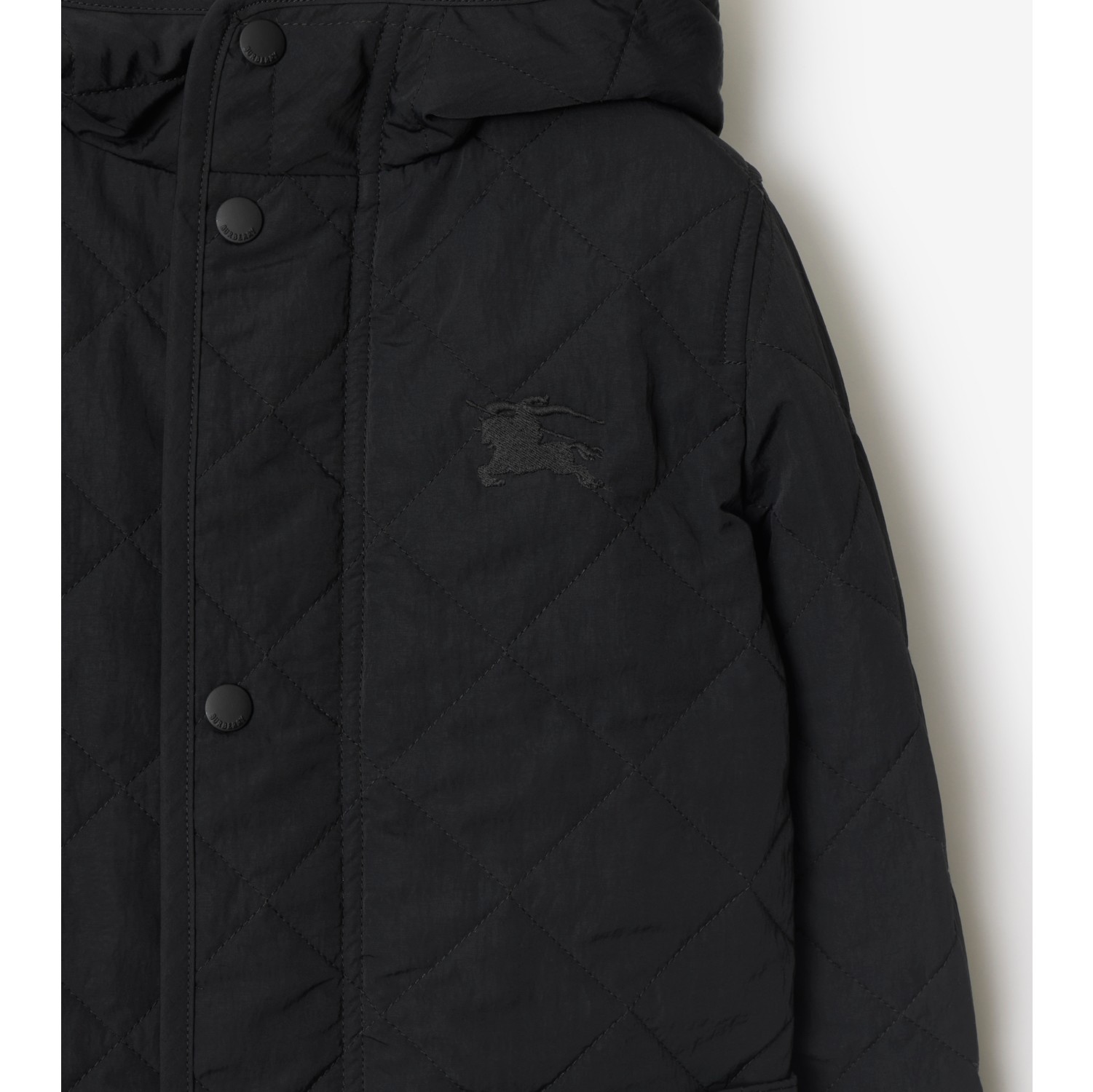 Quilted Nylon Hooded Coat