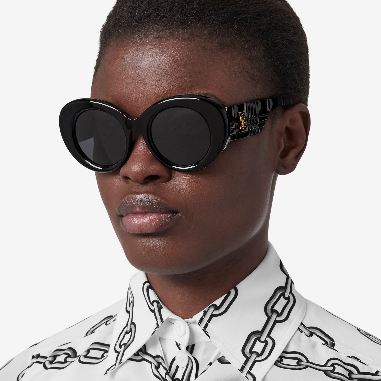 Extragroße runde Sonnenbrille „Lola“ mit Monogrammmotiv