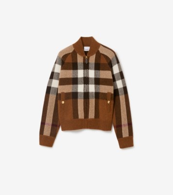 Burberry Men's Checked Cashmere-jacquard Bomber Jacket