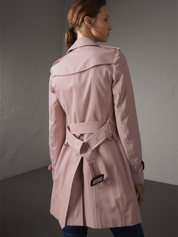Cotton Gabardine Mid-length Trench Coat in Ice Pink - Women | Burberry ...