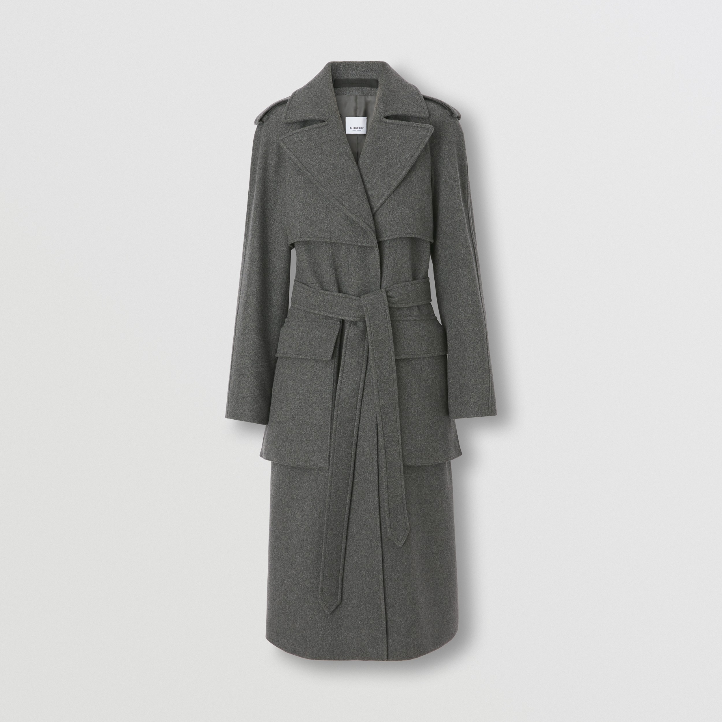 Trench coat in cashmere riciclato con tasche a soffietto (Grigio Tempesta Mélange) - Donna | Sito ufficiale Burberry® - 4