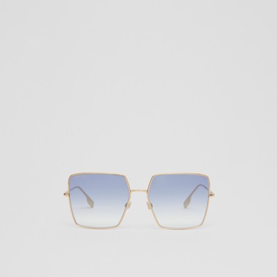 Burberry Icon Stripe Detail Square Frame Sunglasses