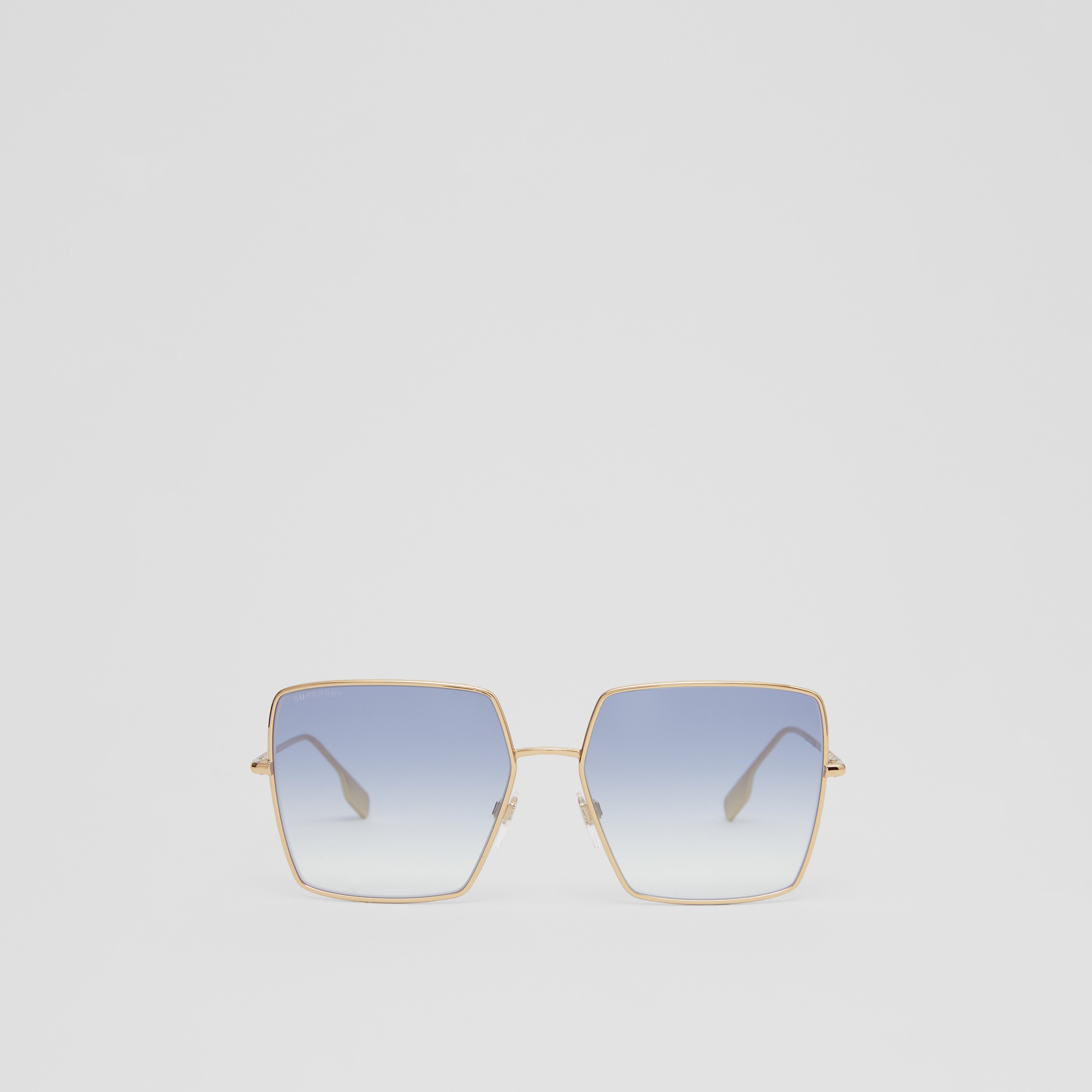 Sonnenbrille mit eckiger Fassung und Streifendetails (Helles Goldfarben) - Damen | Burberry® - 1