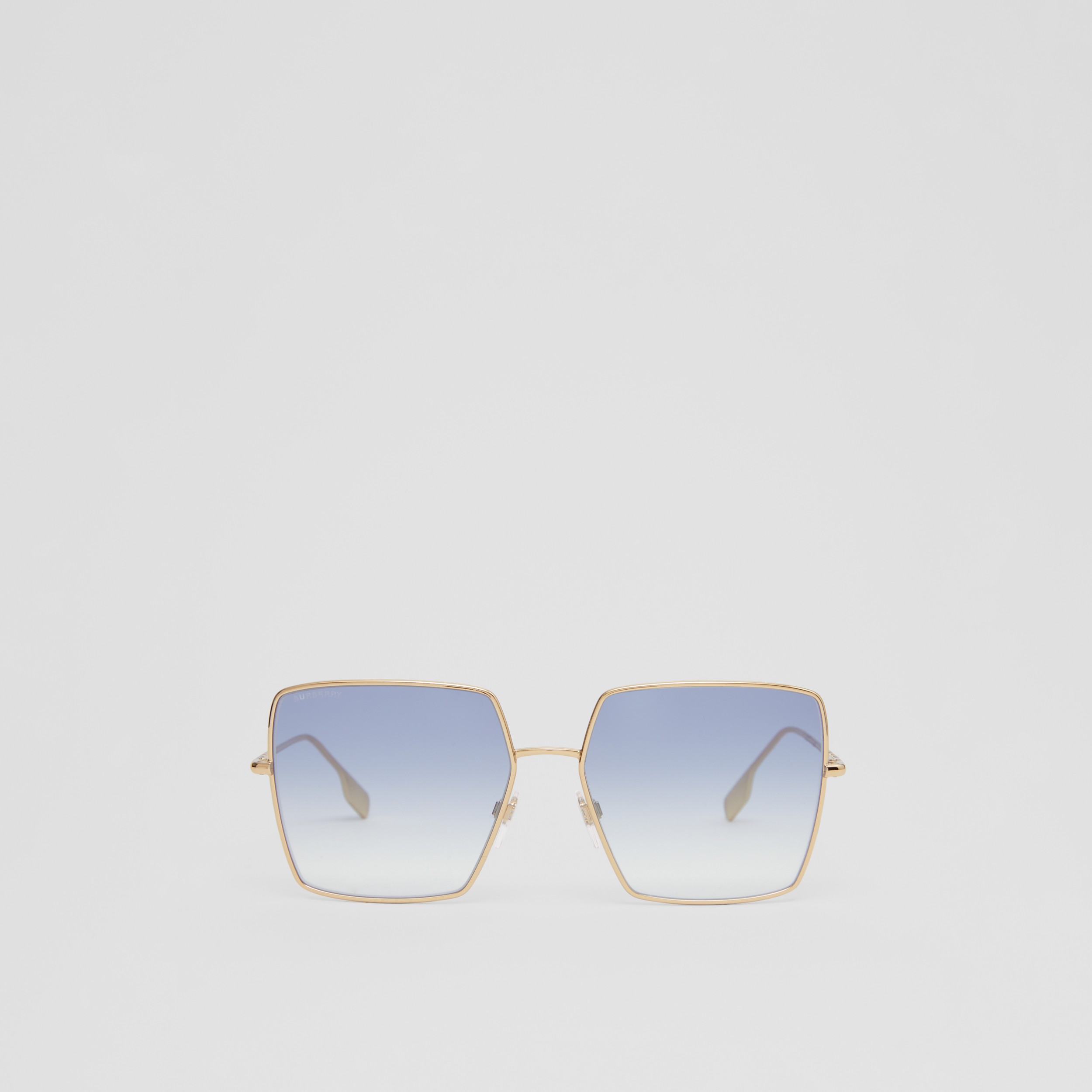 Icon Stripe Detail Square Frame Sunglasses in Light Gold - Women | Burberry®  Official