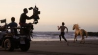 Behind the scenes Adam Driver with horse asset
