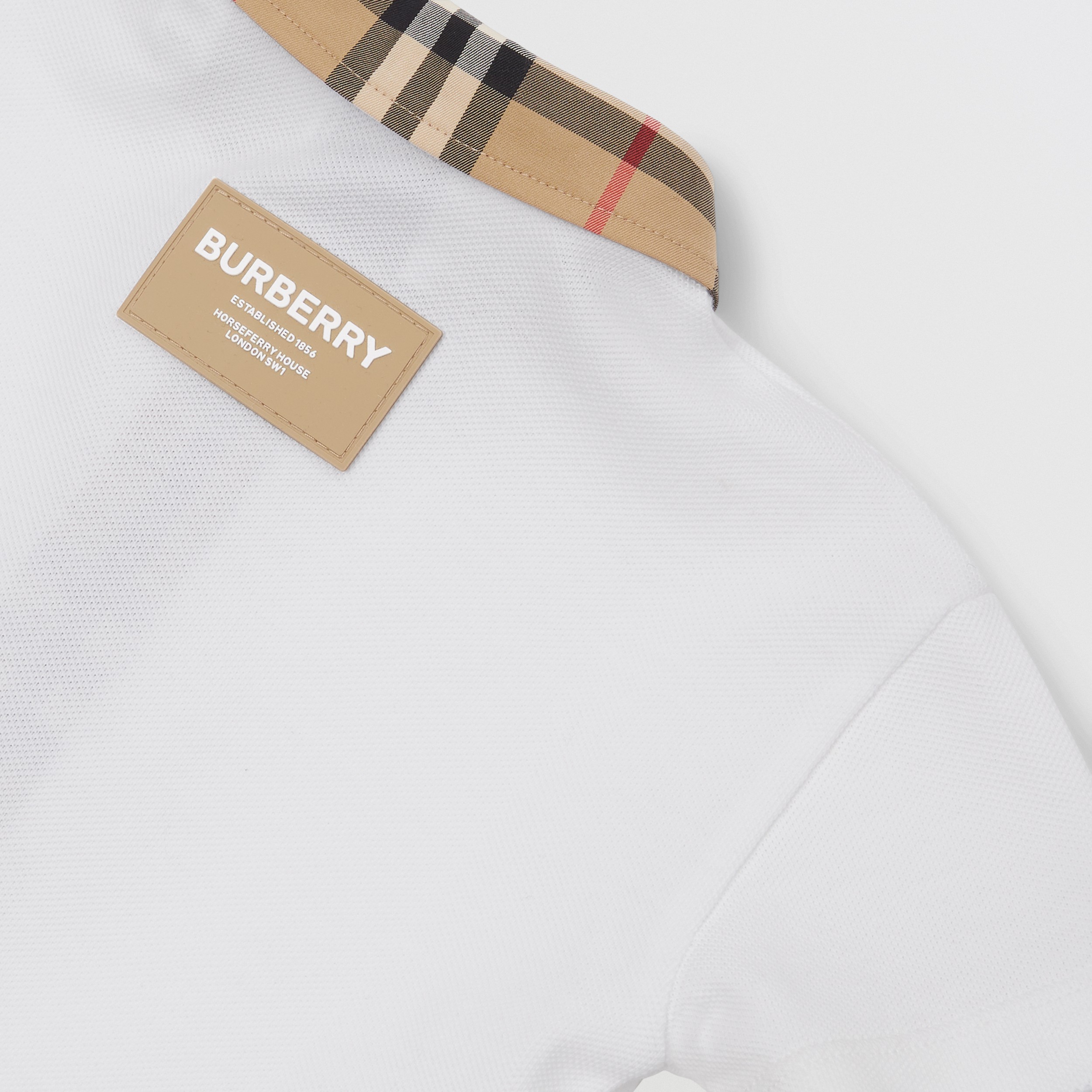 Vintage Check Trim Cotton Piqué Polo Shirt in White - Children | Burberry® Official - 2