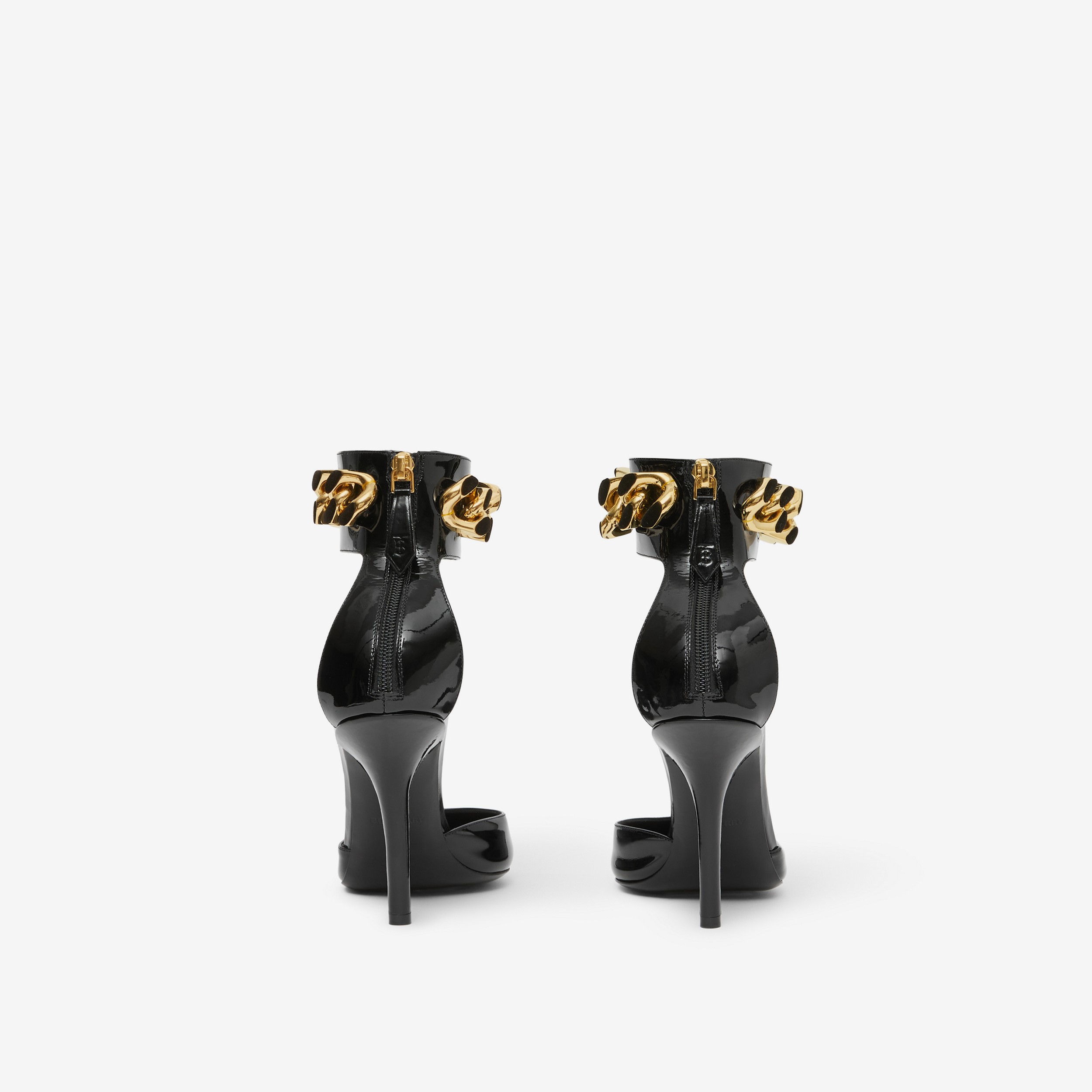 Zapatos de tacón en charol con puntera en pico y detalle de cadena (Negro) - Mujer | Burberry® oficial - 3