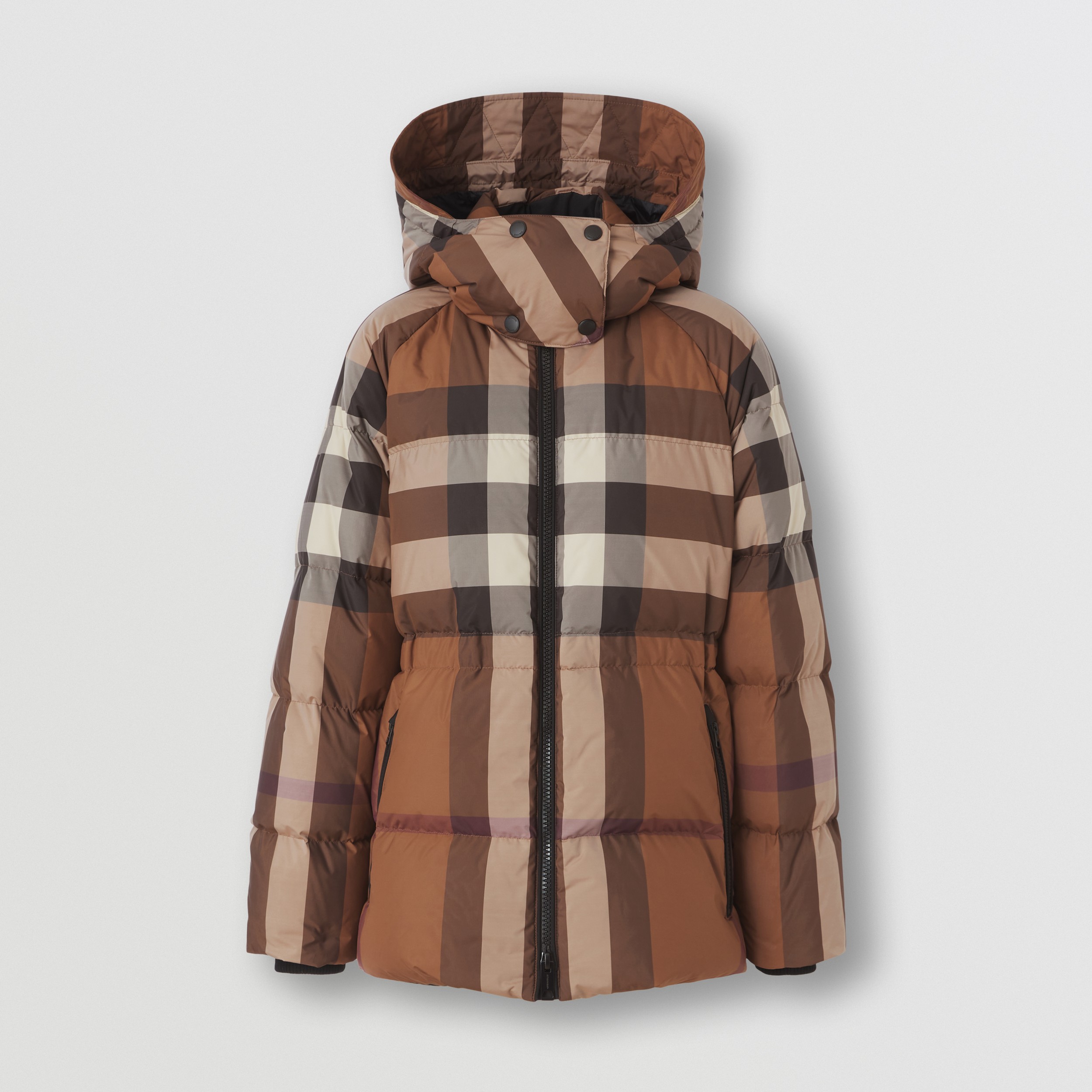 Detachable Hood Check Puffer Jacket in Dark Birch Brown - Women | Burberry® Official - 4