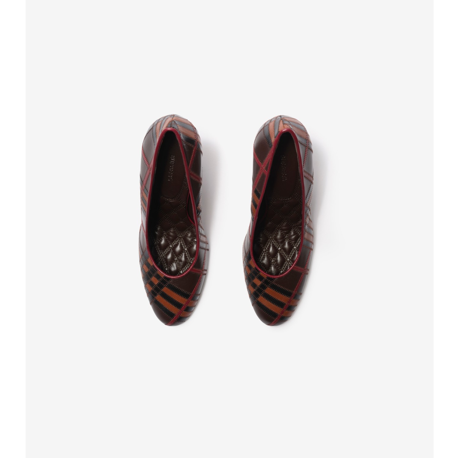Check Leather Trinket Pumps in Mahogany red - Women | Burberry® Official