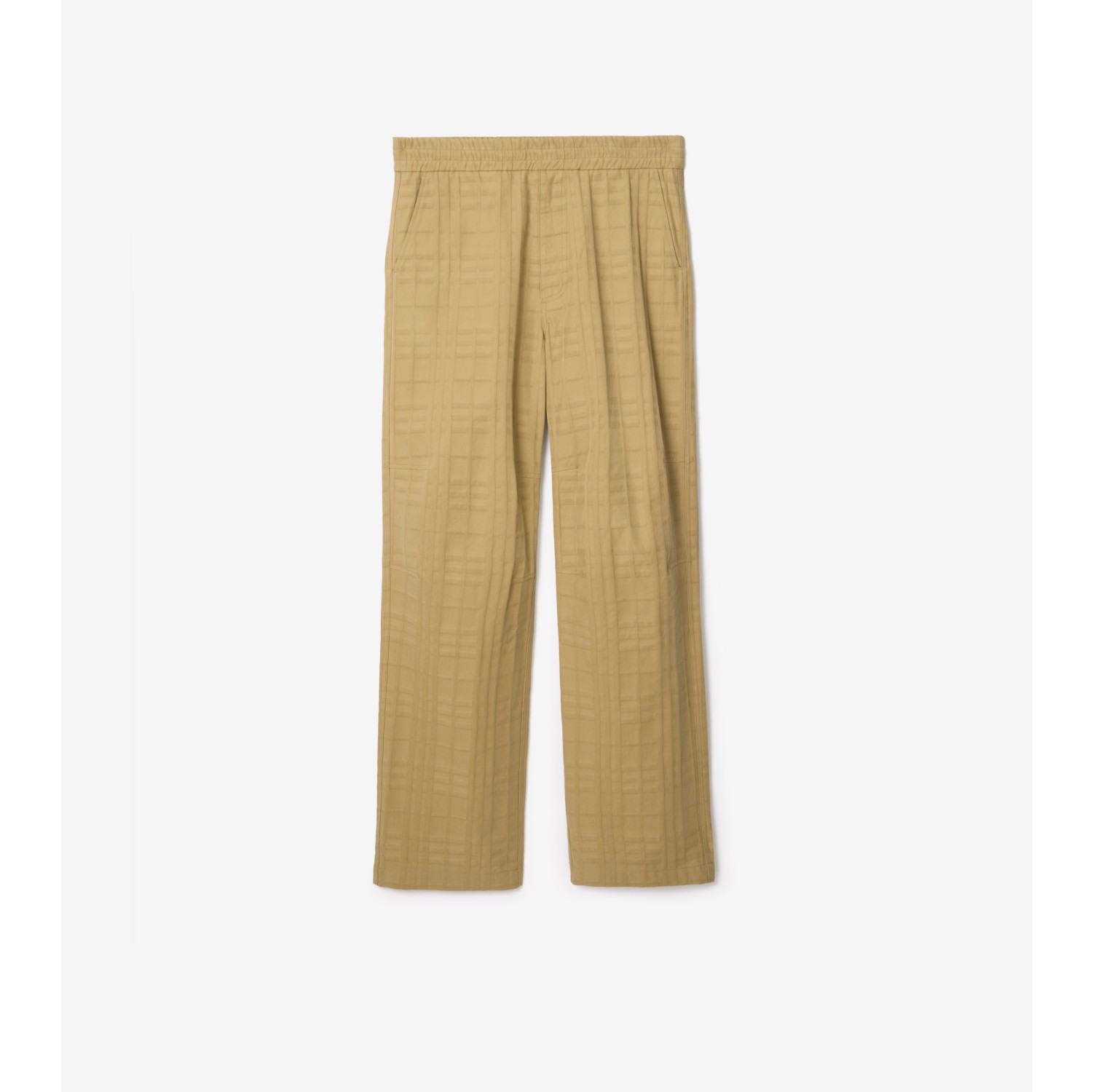 Textured Check Cotton Trousers