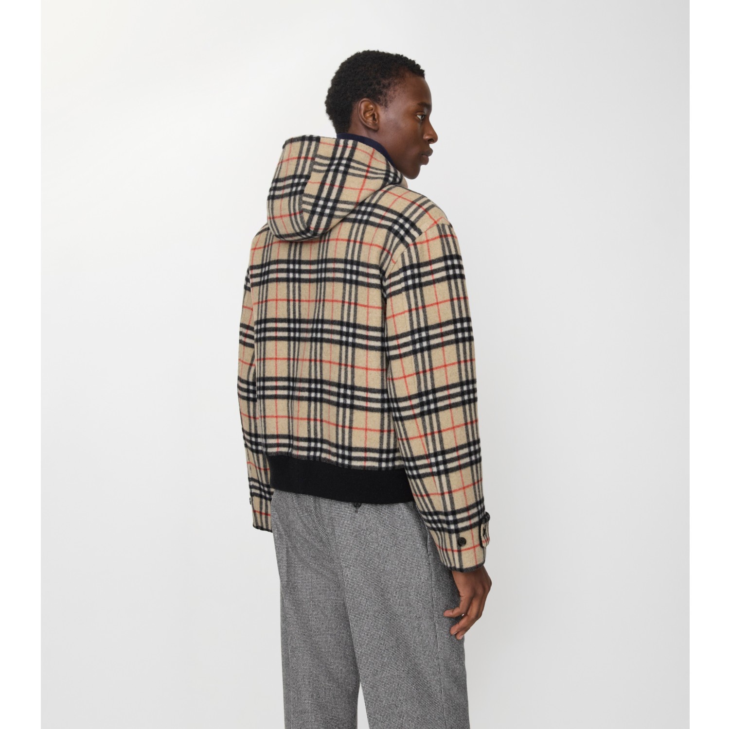 Reversible Wool Hooded Jacket in Black - Men | Burberry® Official
