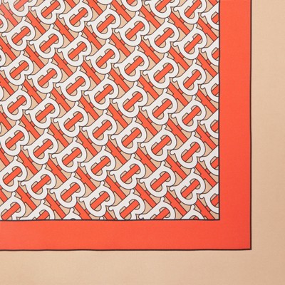Monogram Print Silk Square Scarf in 