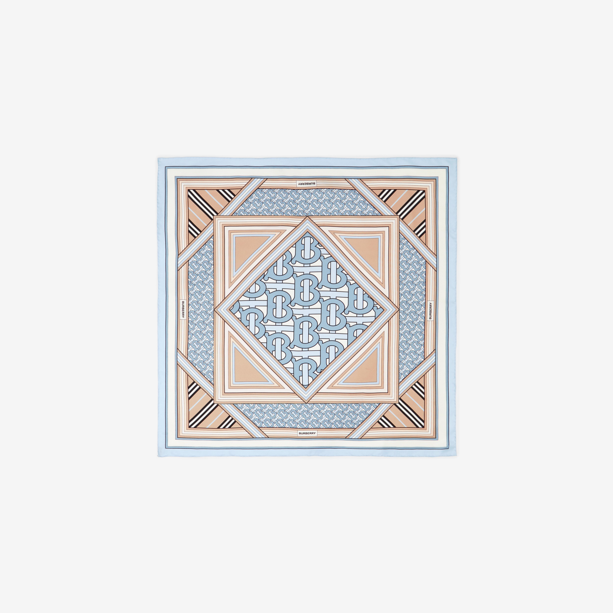 Foulard in seta con collage di stampe (Blu Chiaro/verde Pistacchio) | Sito ufficiale Burberry® - 1