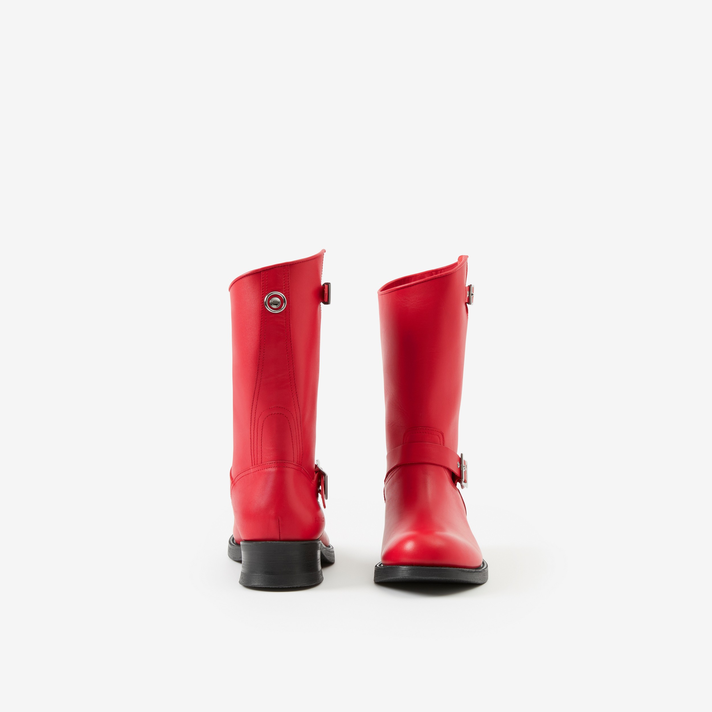 Leather Biker Boots in Bright Red - Men | Burberry® Official - 4