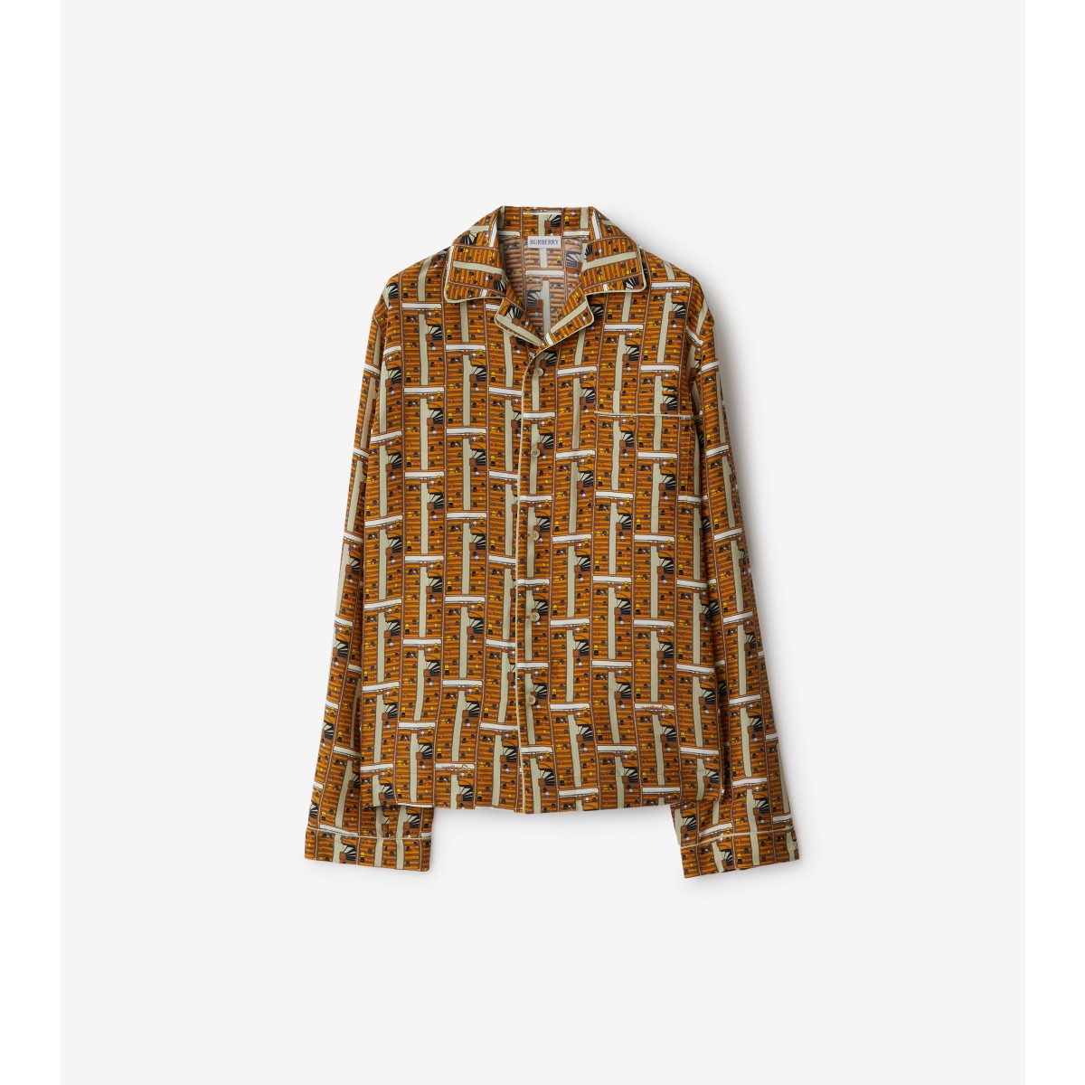 Burberry Bus Motif Pajama Shirt In Brown