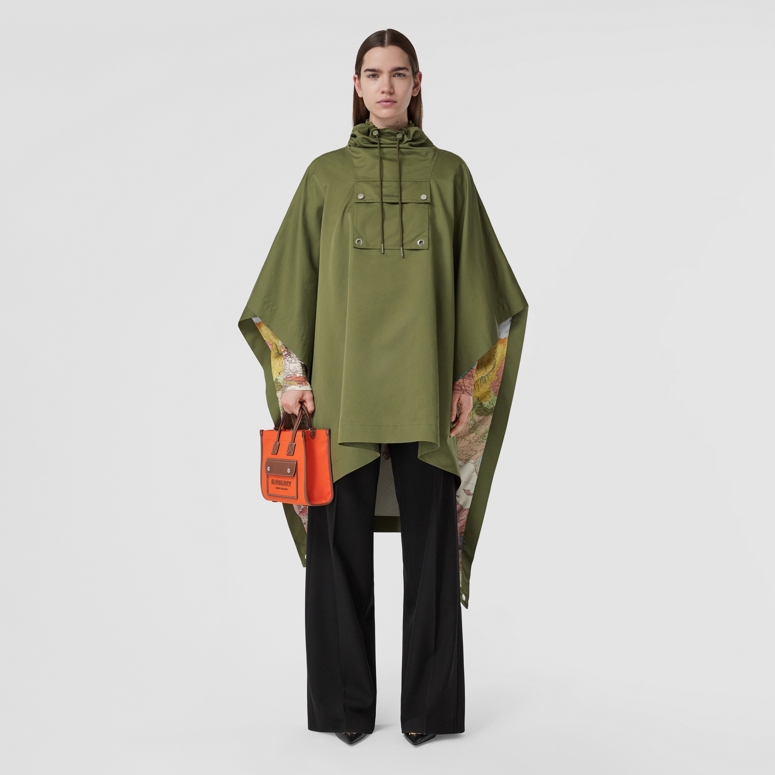 Cotton Silk Cape in Olive | Burberry® Official - 1