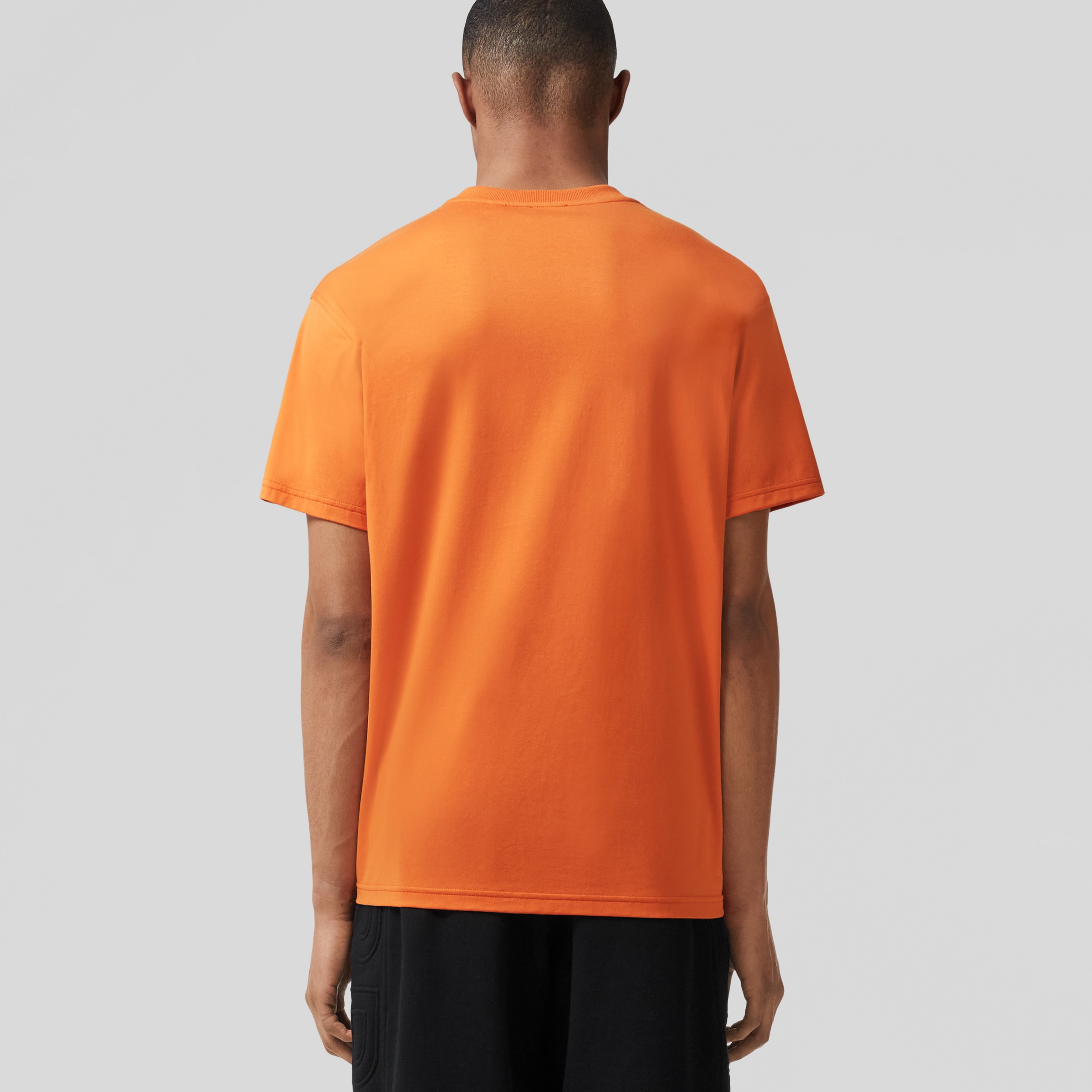 Logo Appliqué Cotton Oversized T-shirt in Bright Orange - Men | Burberry® Official - 3