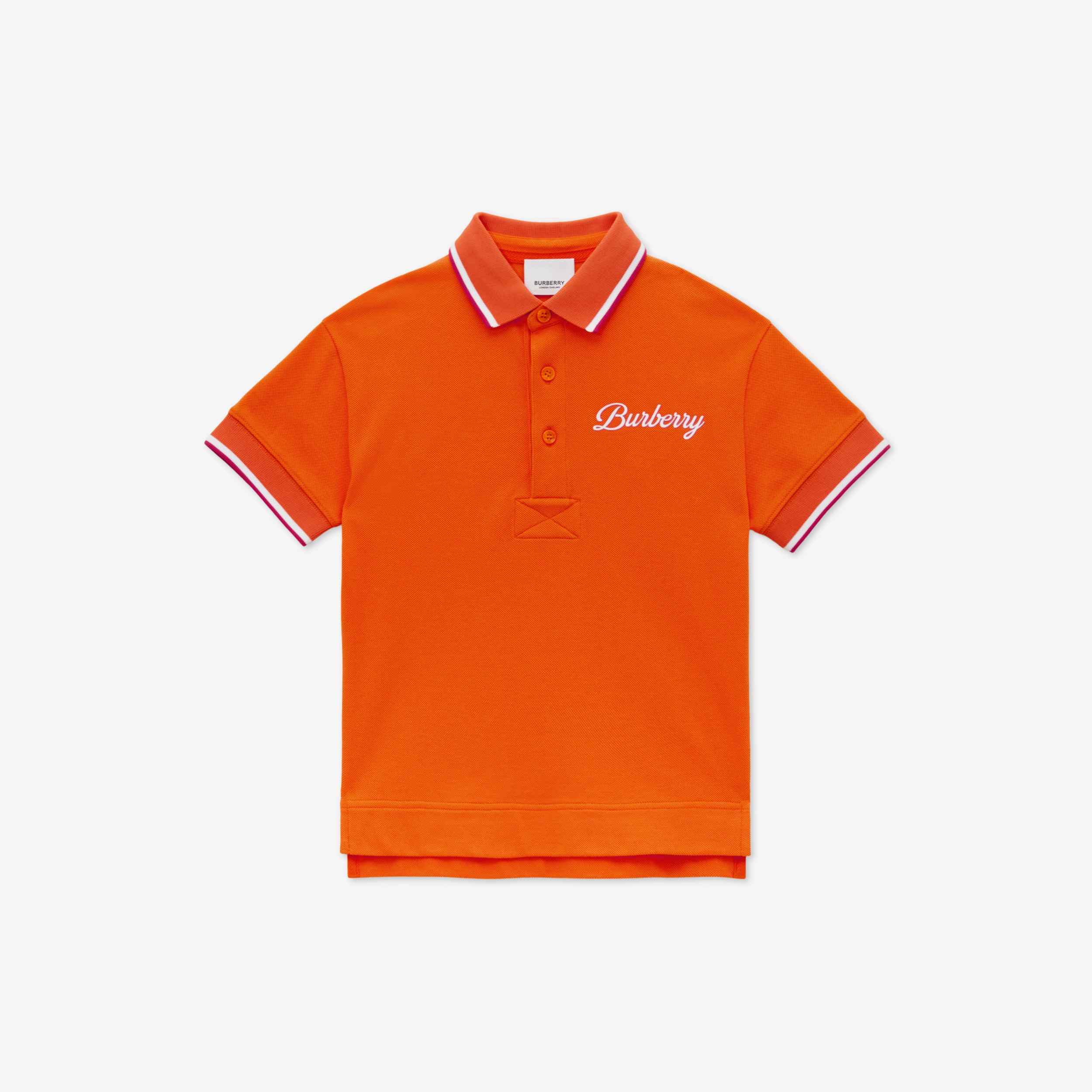 Logo Script Print Cotton Piqué Polo Shirt in Light Coral Orange ...