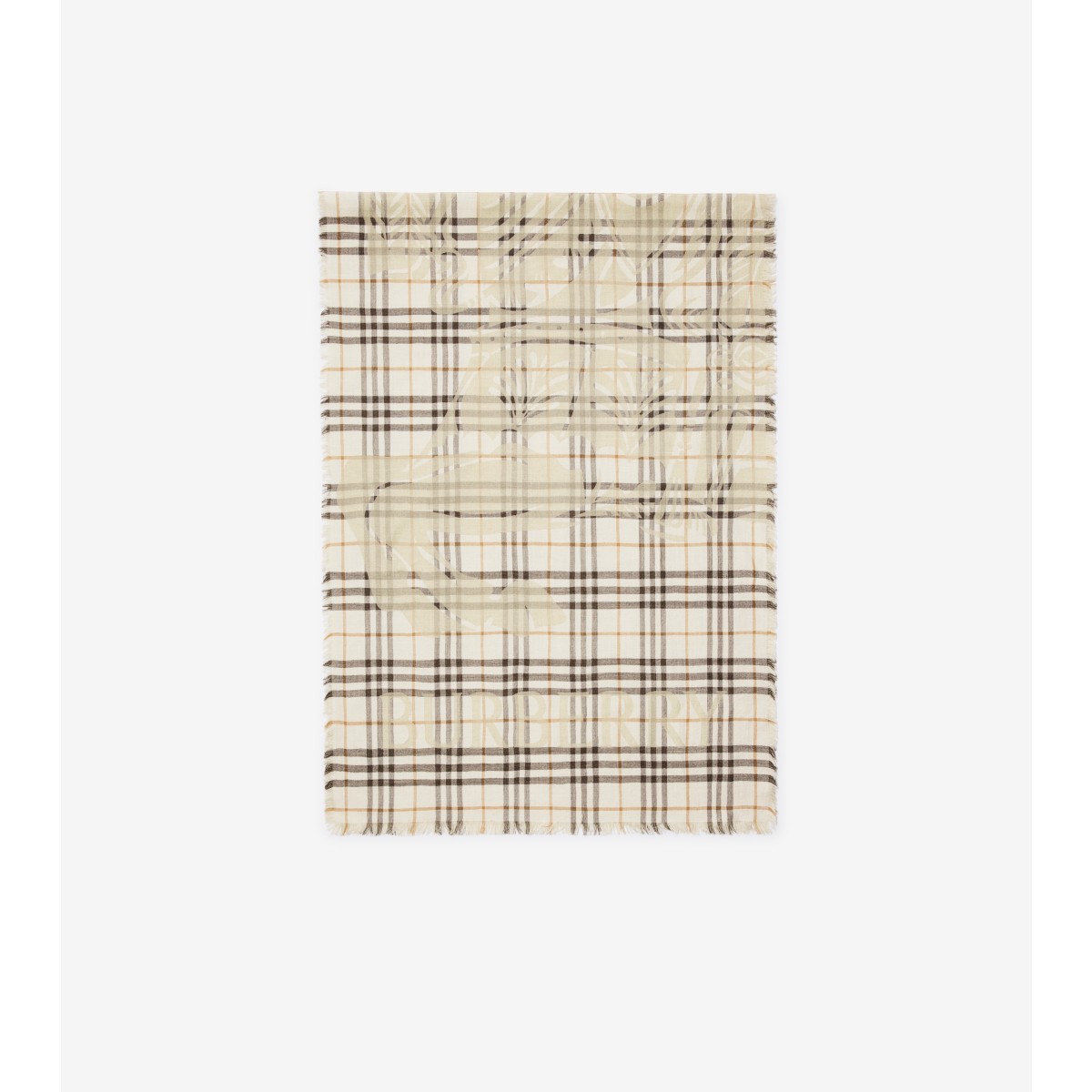 Check Wide Knight Wool Silk Scarf