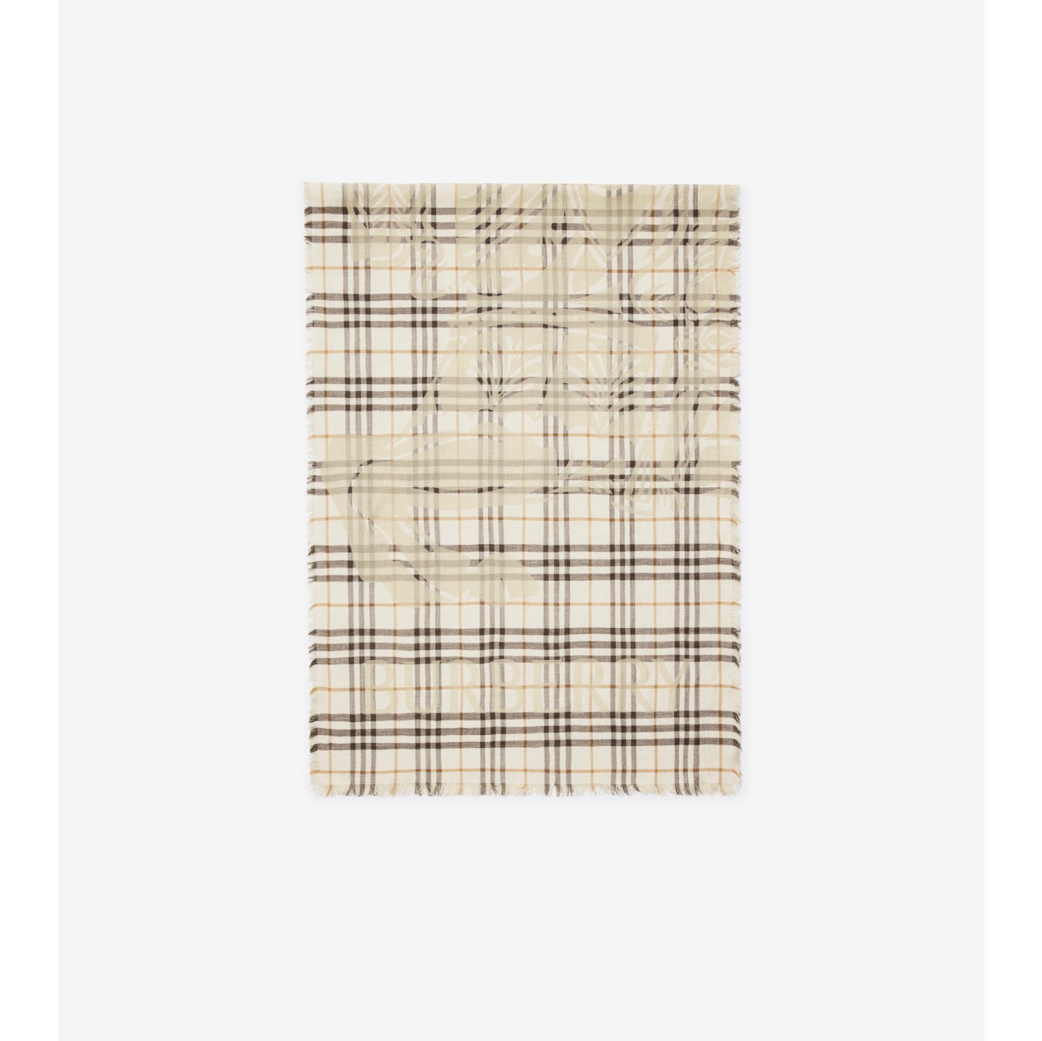Wide Knight Check Wool Silk Scarf