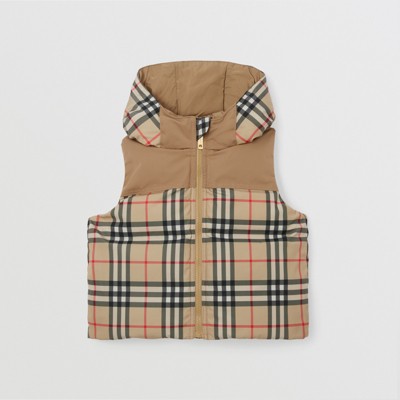 Vintage Check Hooded Puffer Gilet