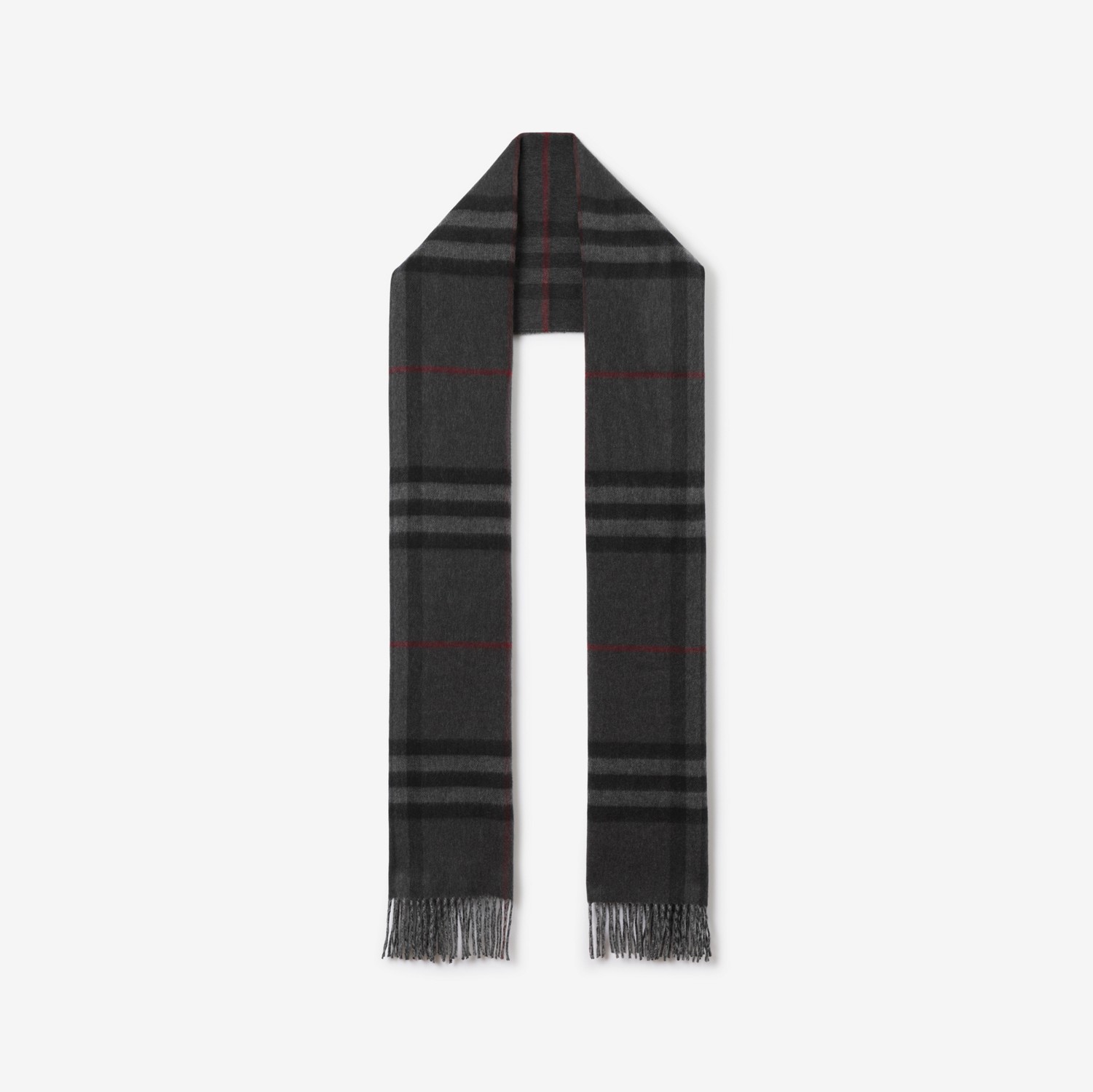 Check Cashmere Reversible Scarf in Charcoal | Burberry® Official