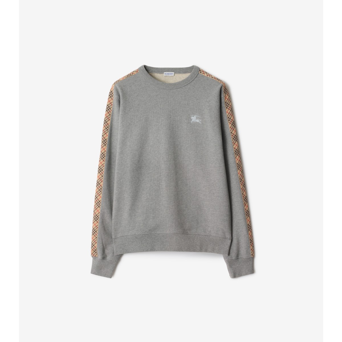 Burberry Check-trimmed Cotton Sweatshirt In Gray