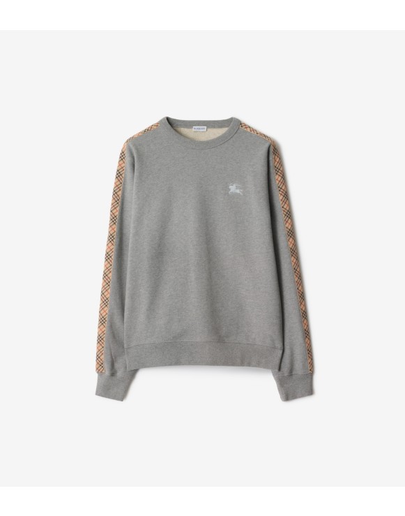 Check Trim Cotton Sweatshirt