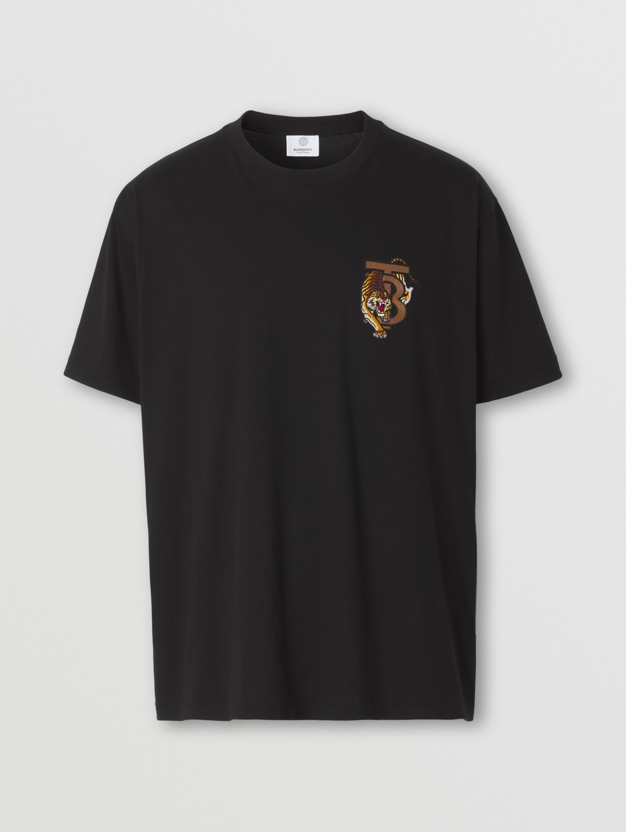 Monogram Motif Cotton Oversized T-shirt in Black