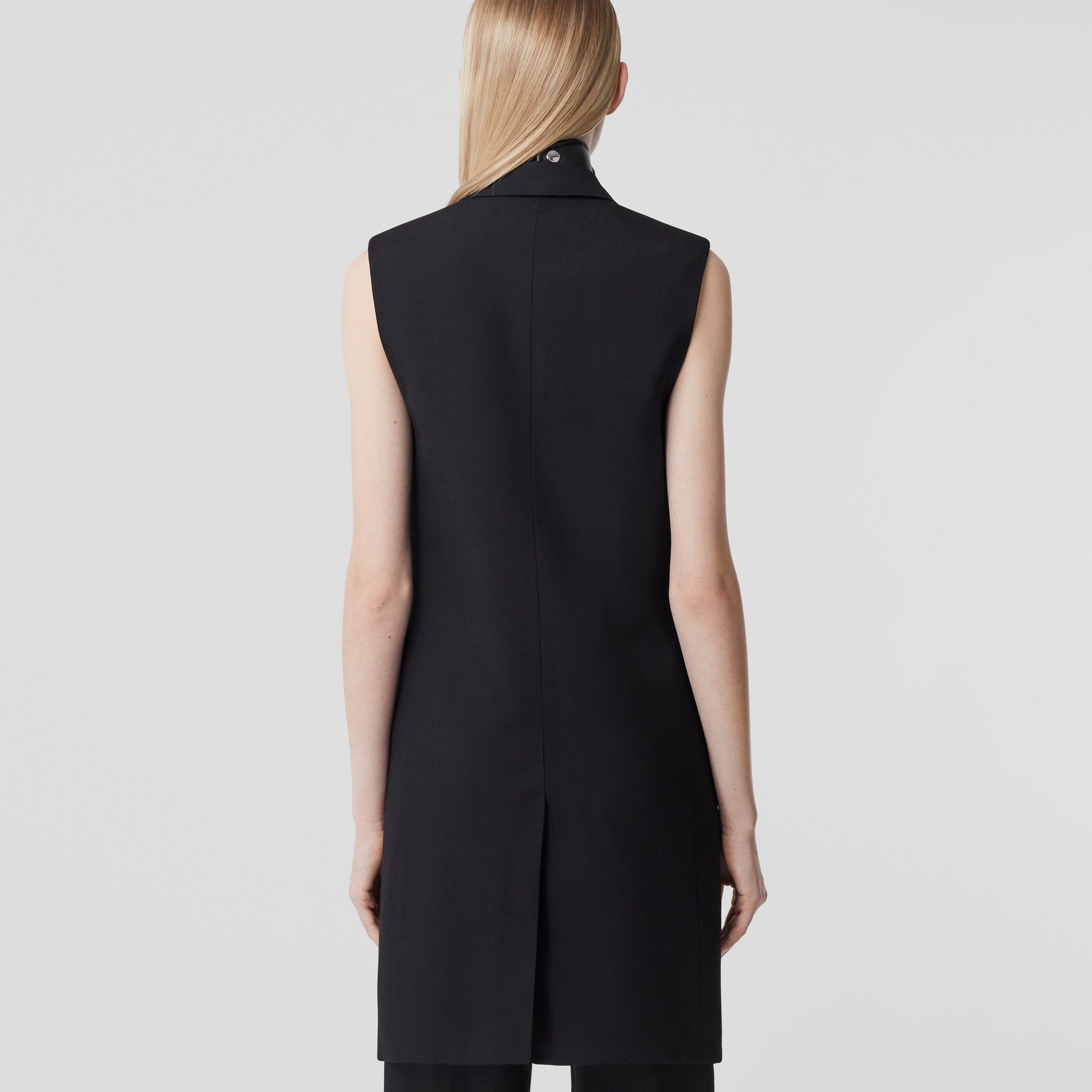 Sleeveless Wool Tailored Jacket in Black - Women | Burberry® Official - 3