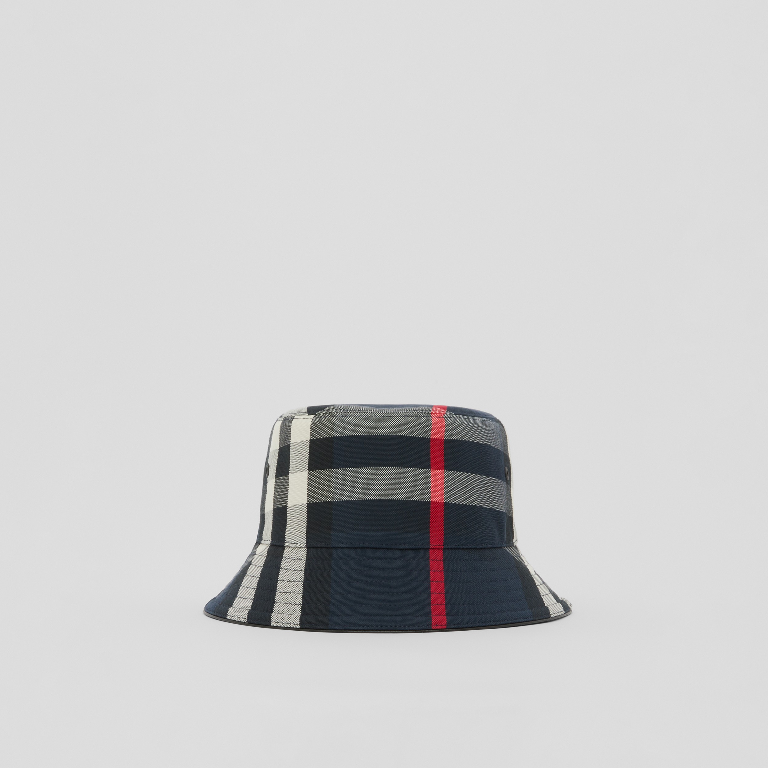 Check Cotton Bucket Hat in Navy | Burberry® Official - 1