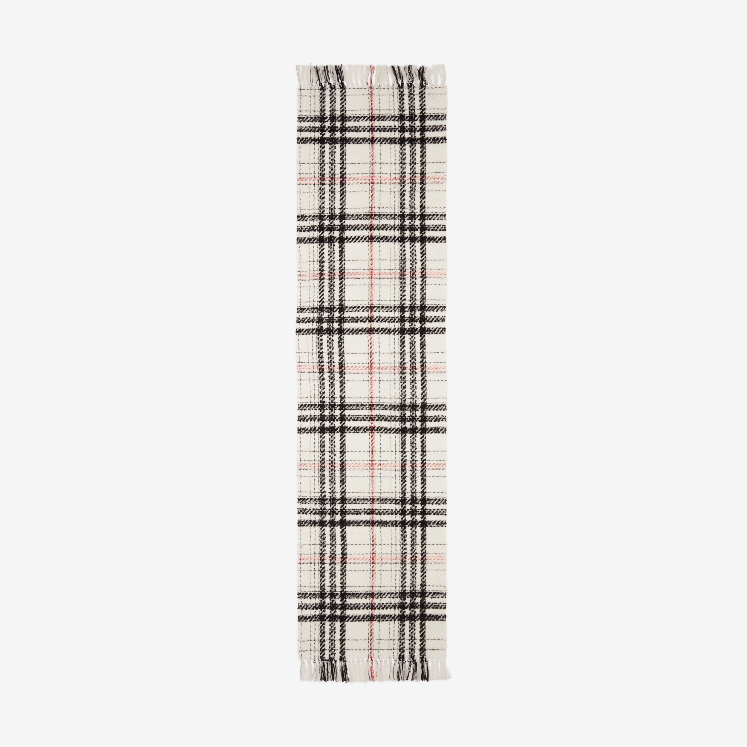 Check Cashmere Silk Blend Tweed Scarf in Natural White | Burberry® Official - 3