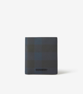 Check Folding Card Case in Navy - Men, Canvas | Burberry® Official