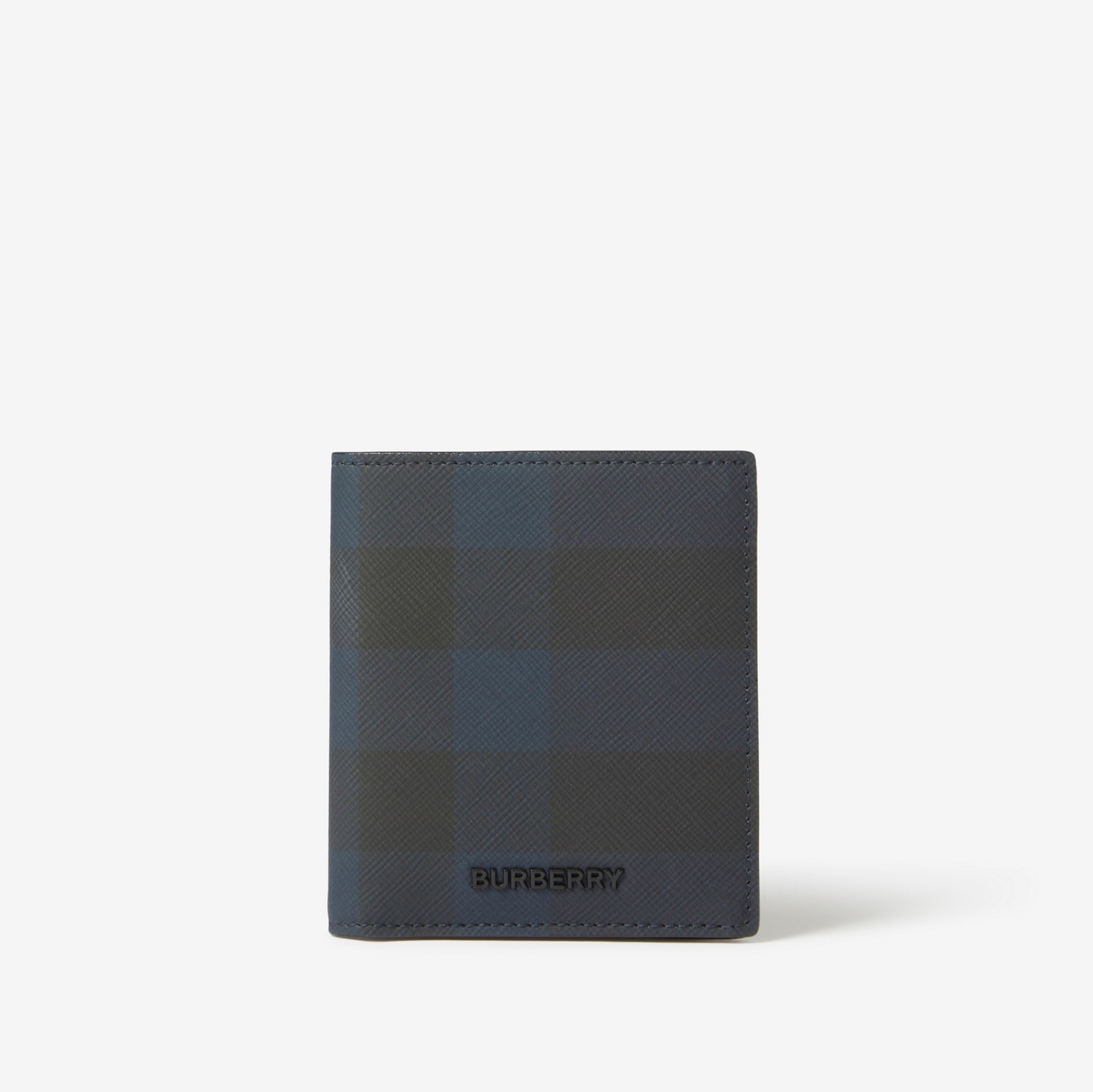 Check and Leather Folding Card Case in Navy - Men | Burberry® Official