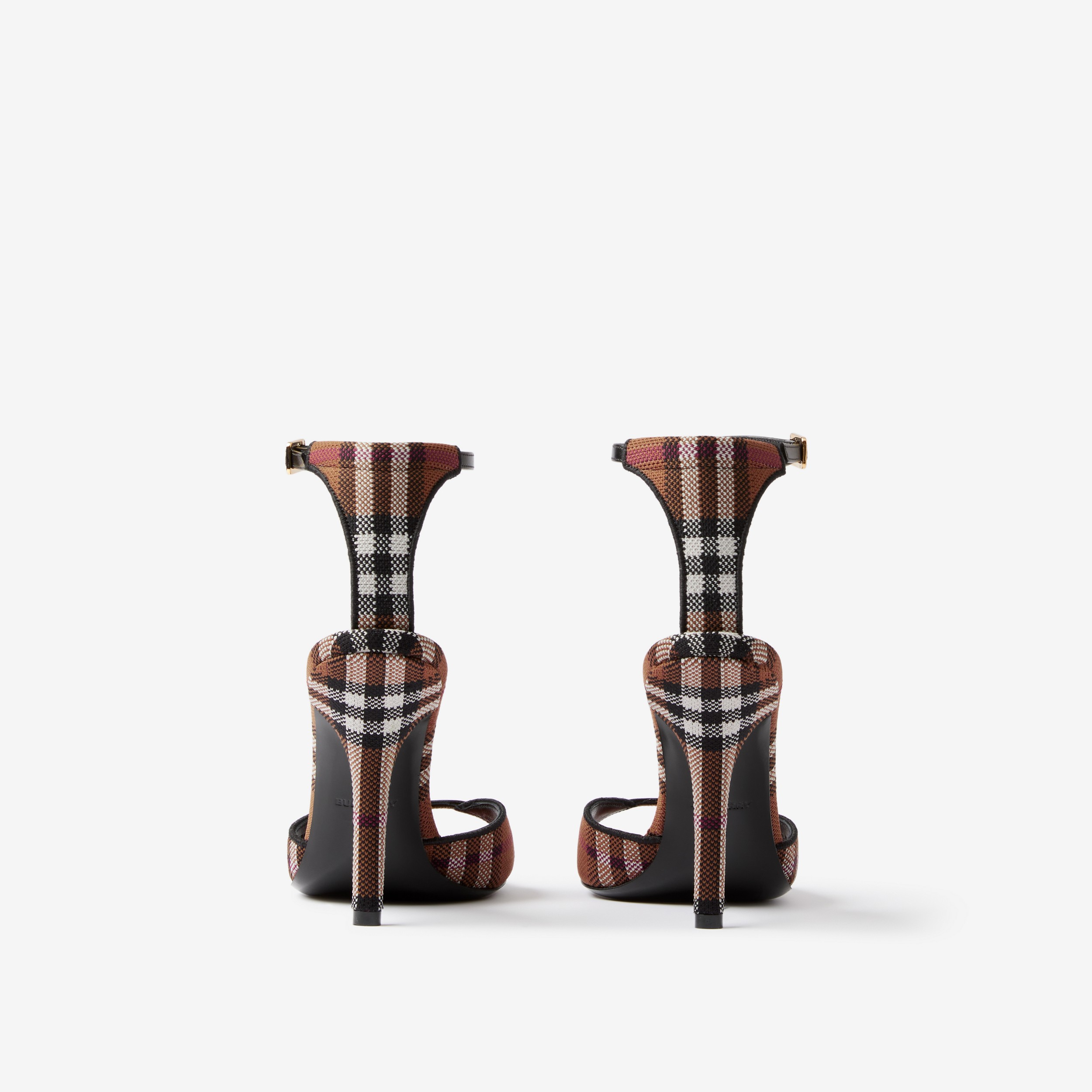 Check Stiletto-heel Sandals in Dark Birch Brown - Women | Burberry® Official - 3