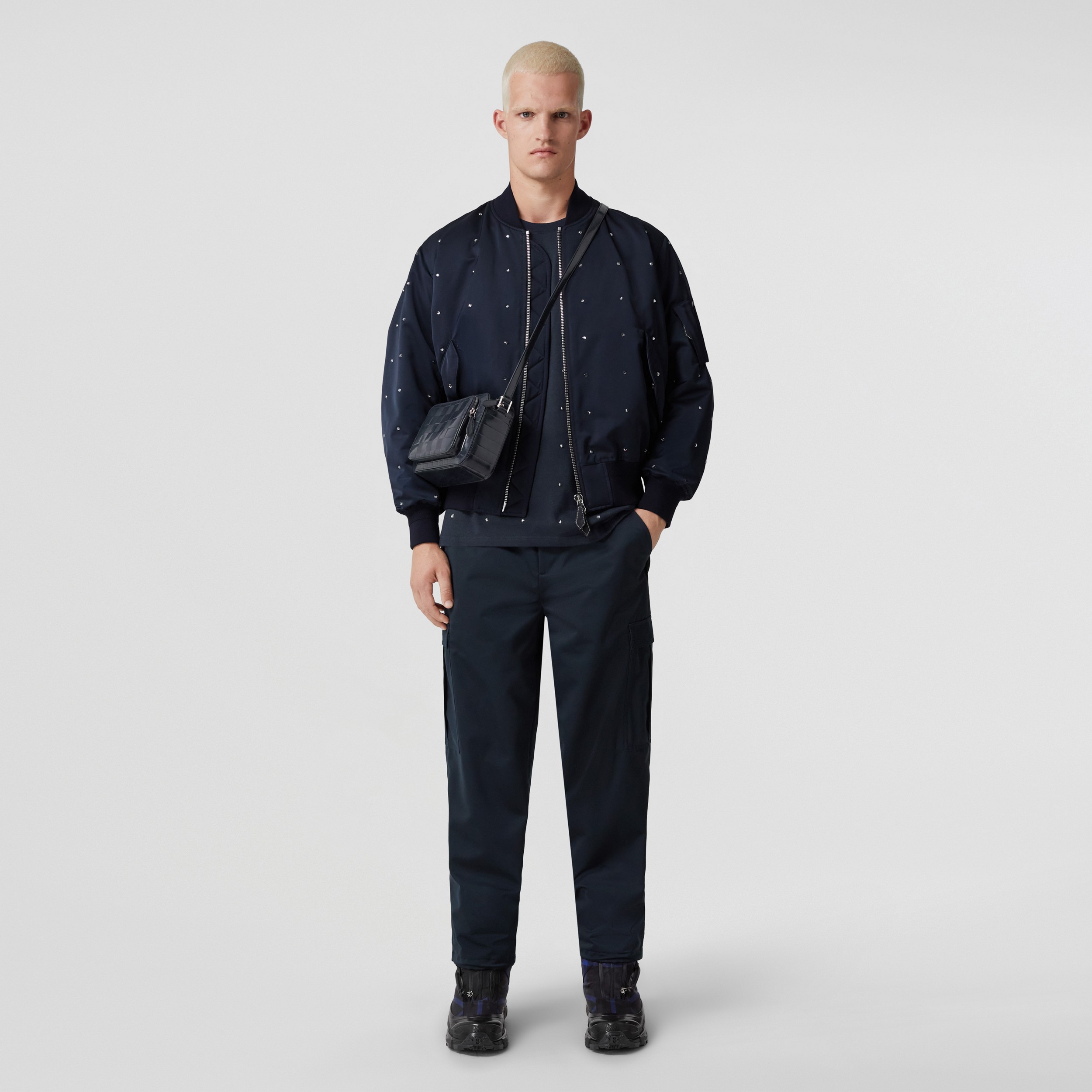 Wool Silk Blend Cargo Trousers – Exclusive Capsule Collection in Dark Charcoal Blue - Men | Burberry® Official - 1