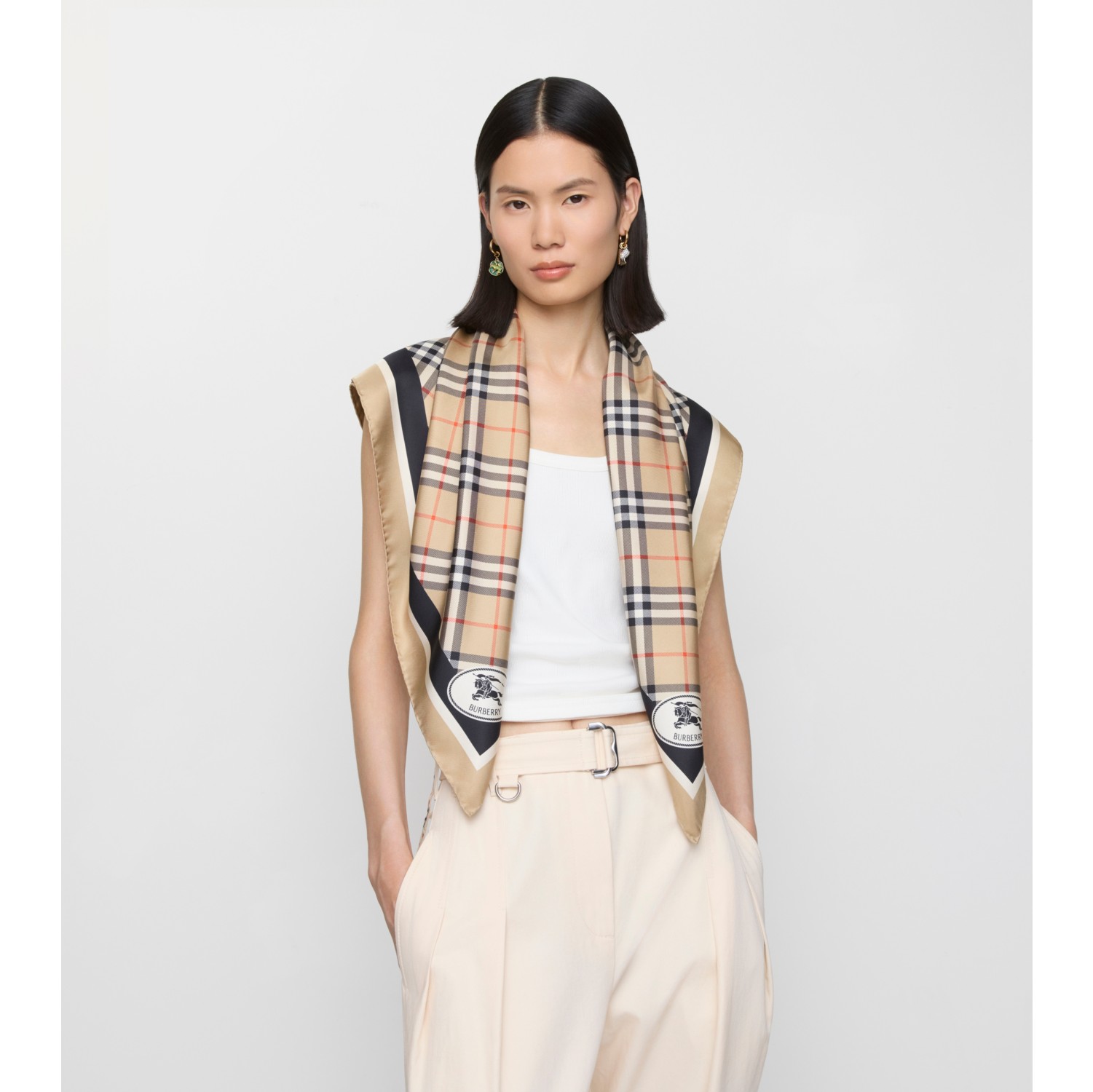 Check Silk Scarf