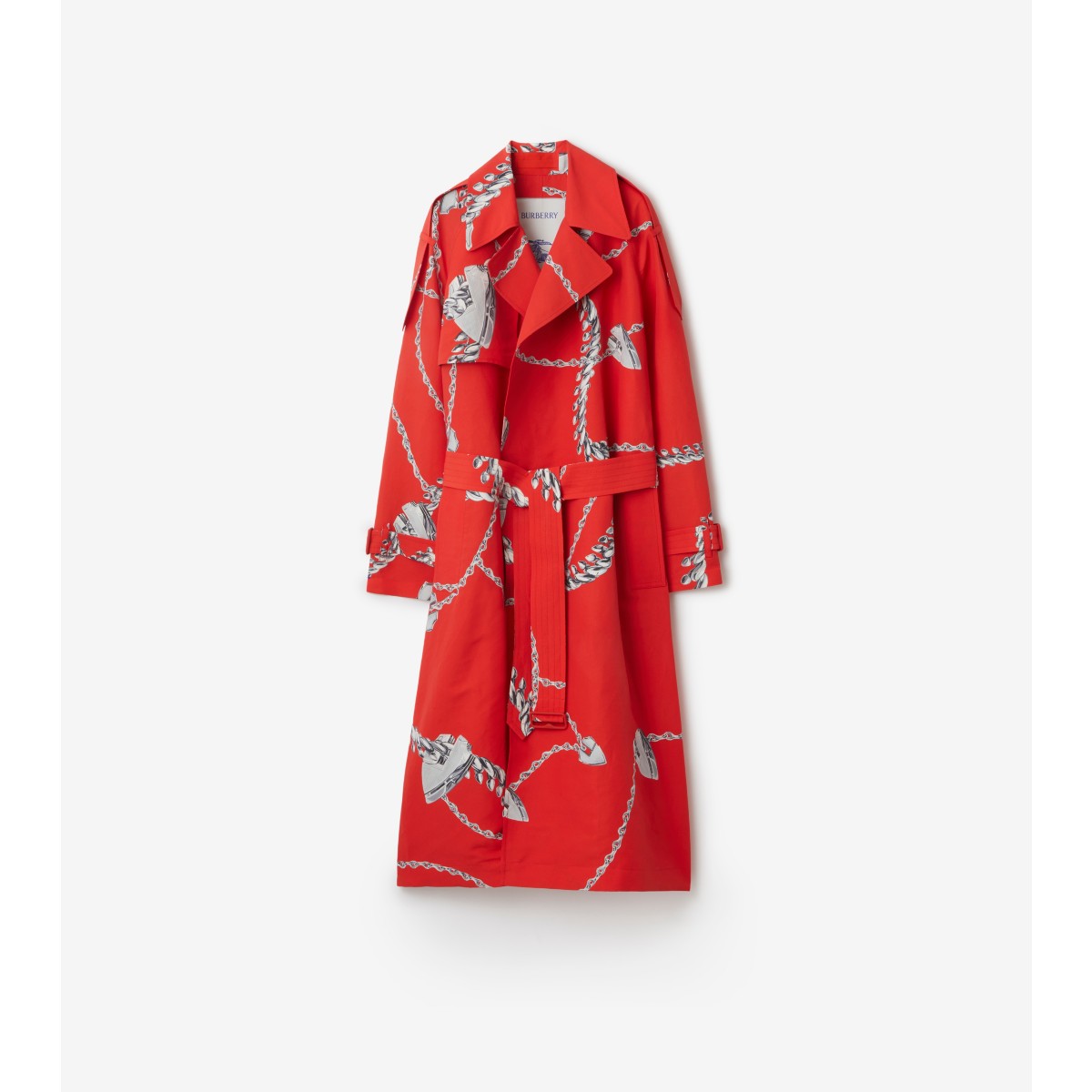 Burberry Long Shield Hardware Taffeta Trench Coat In Pillar
