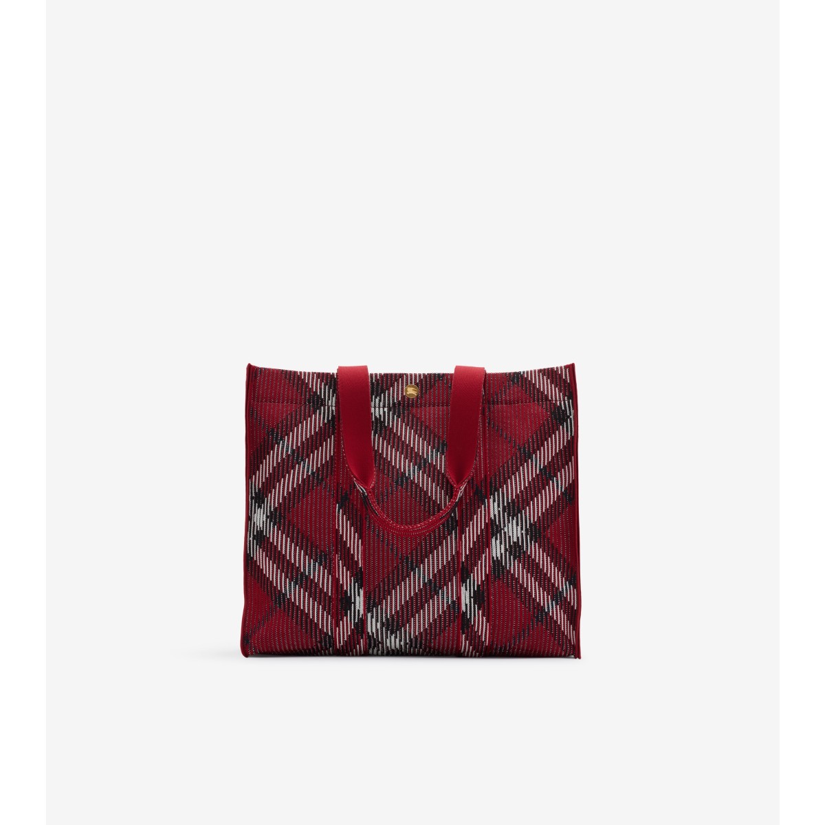 Burberry Medium Check Knitted Tote In Red