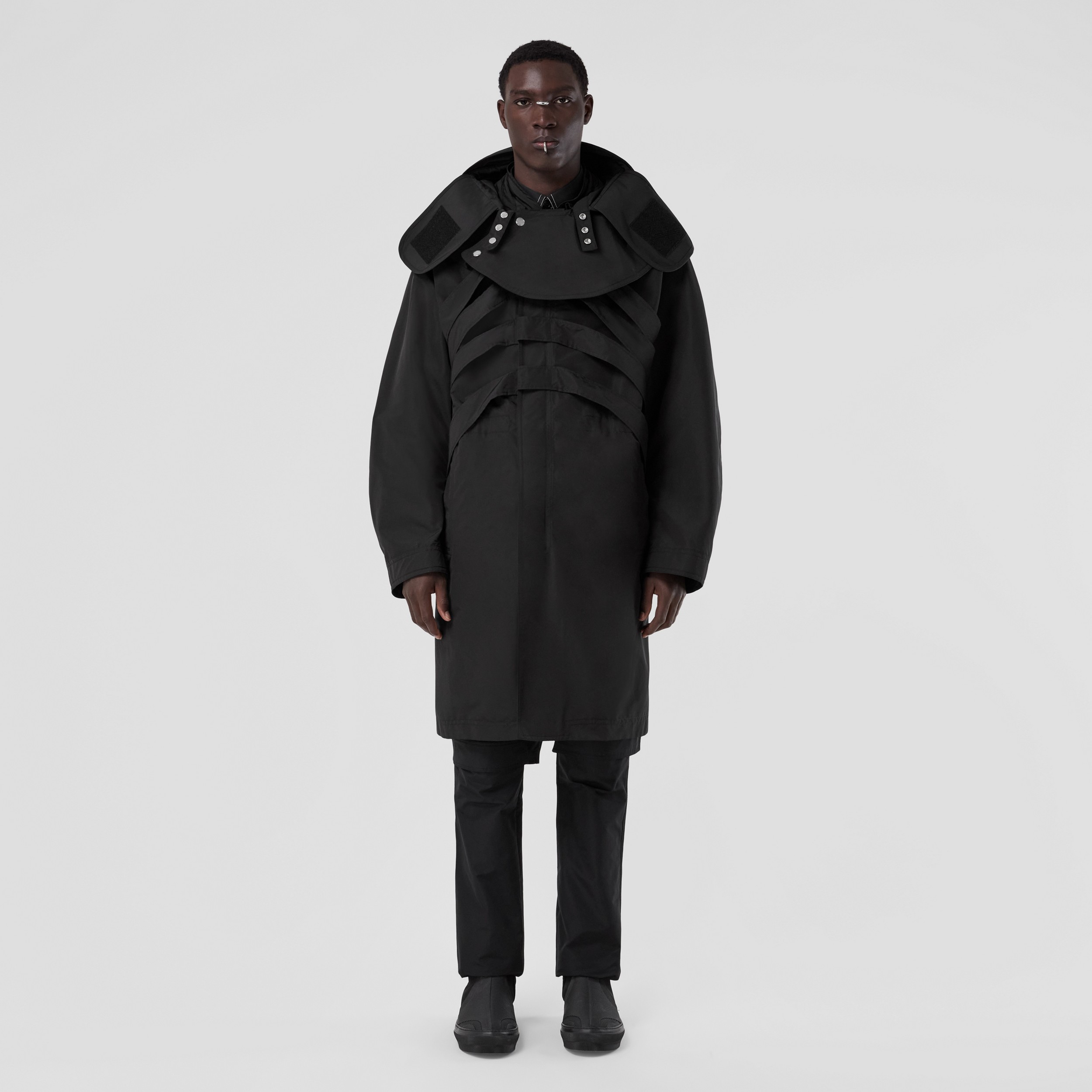 Detachable Hood Cotton Nylon Parka in Black - Men | Burberry® Official - 1